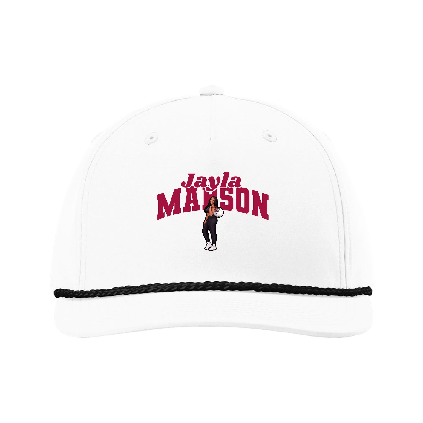 Five-Panel Classic Rope Cap — Signature Arch in White