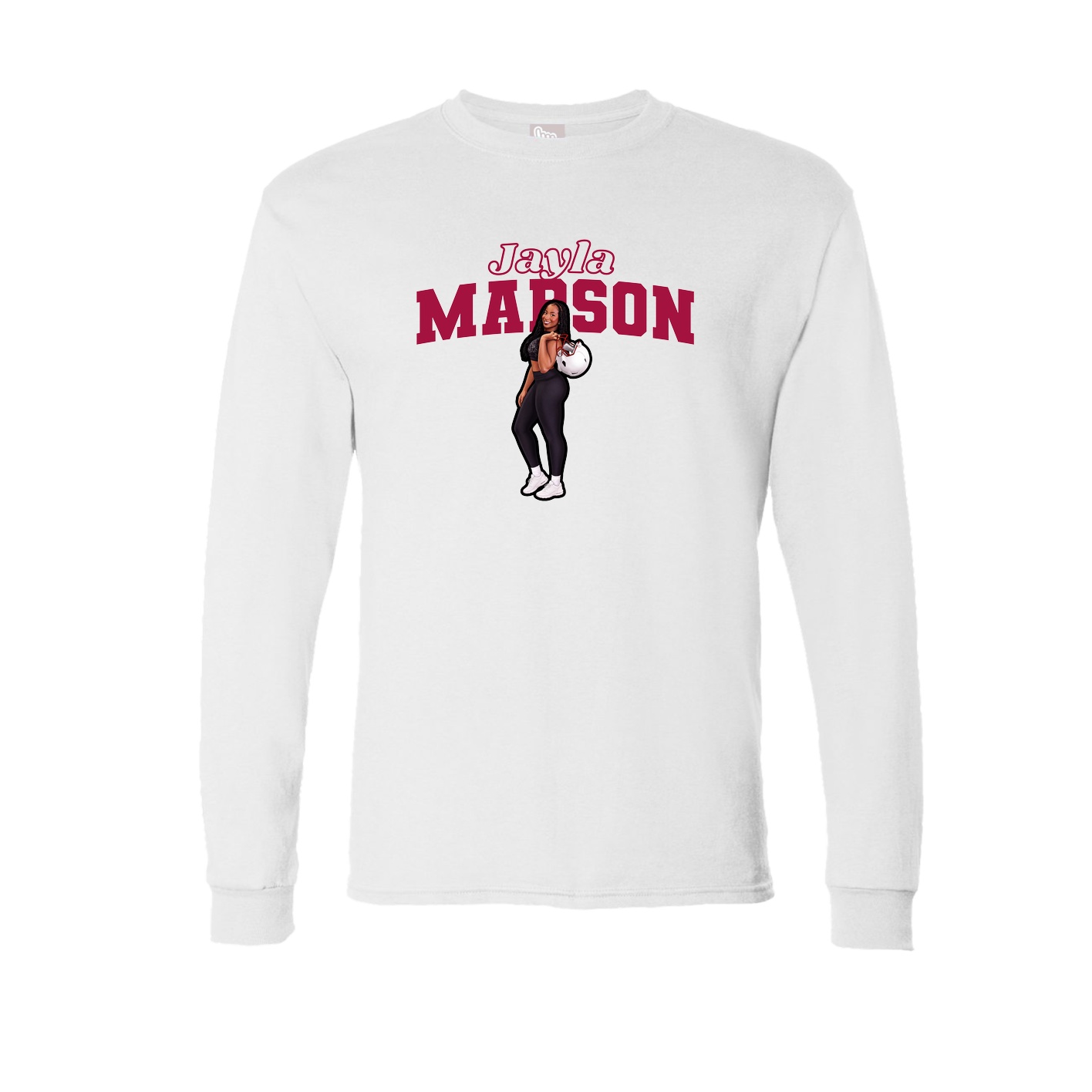 Long Sleeve Tee — Name Arch in White