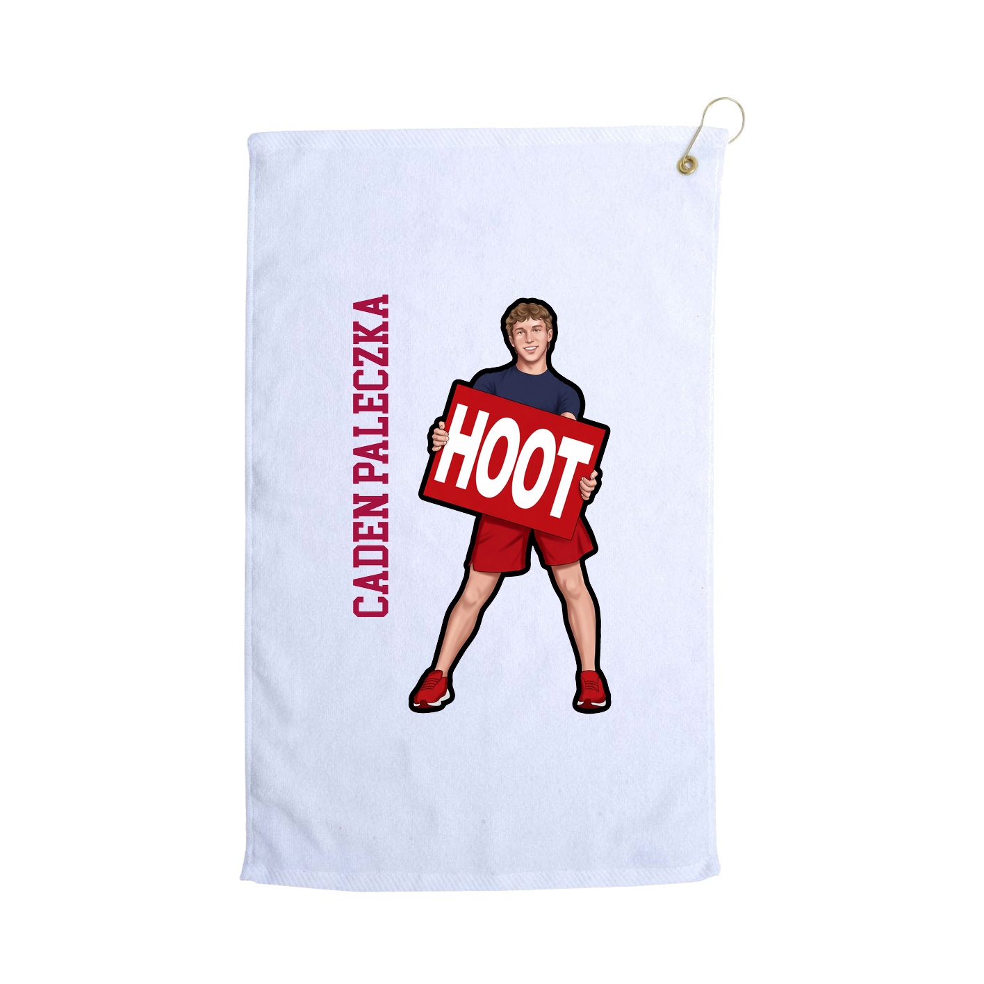 Golf Towel — Name Vertical in White