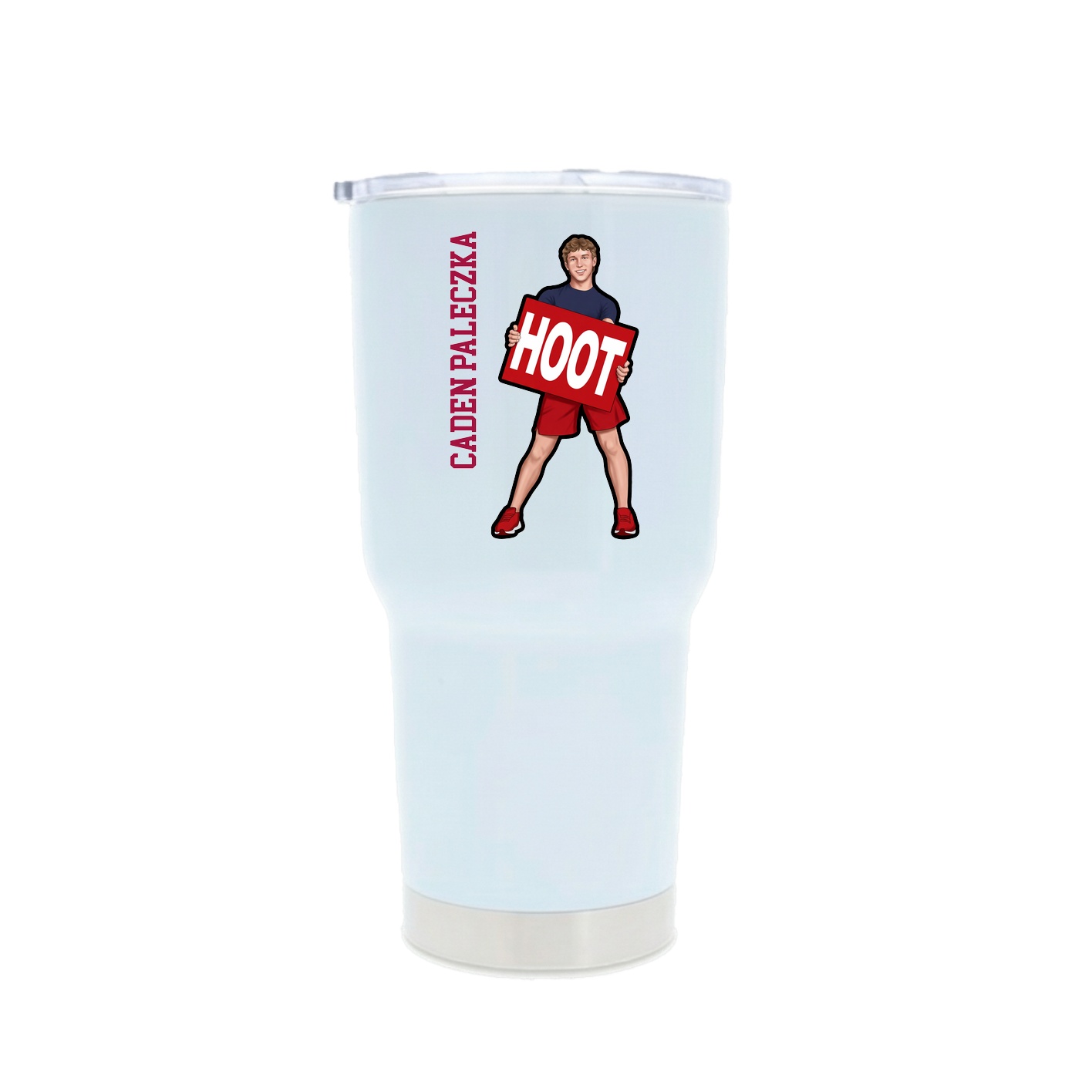 30oz Stainless Steel Tumbler — Name Vertical in White