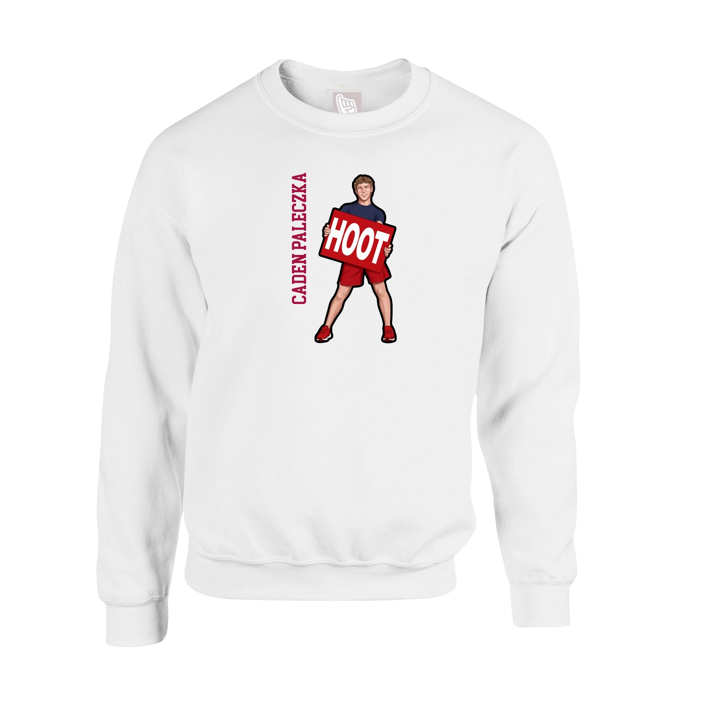 Fleece Crew — Name Vertical in White