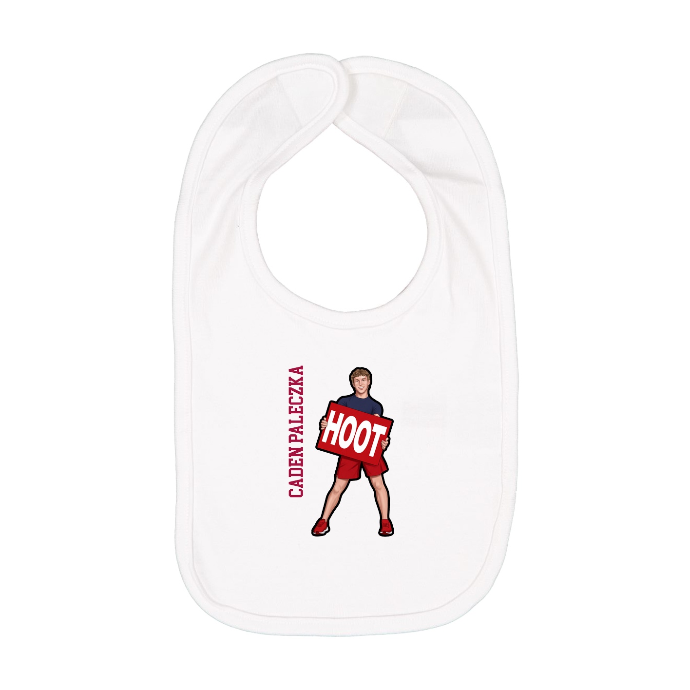 Infant Bib — Name Vertical in White