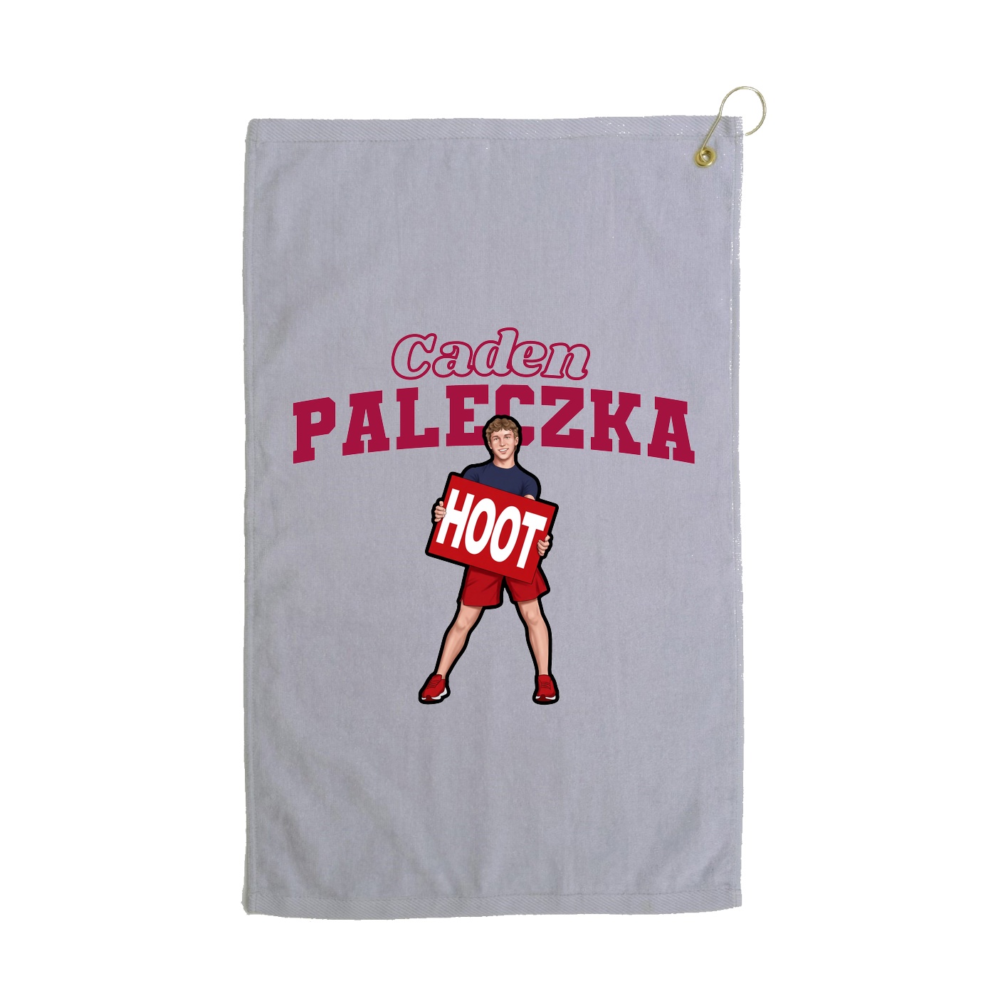 Golf Towel — Name Arch in Grey