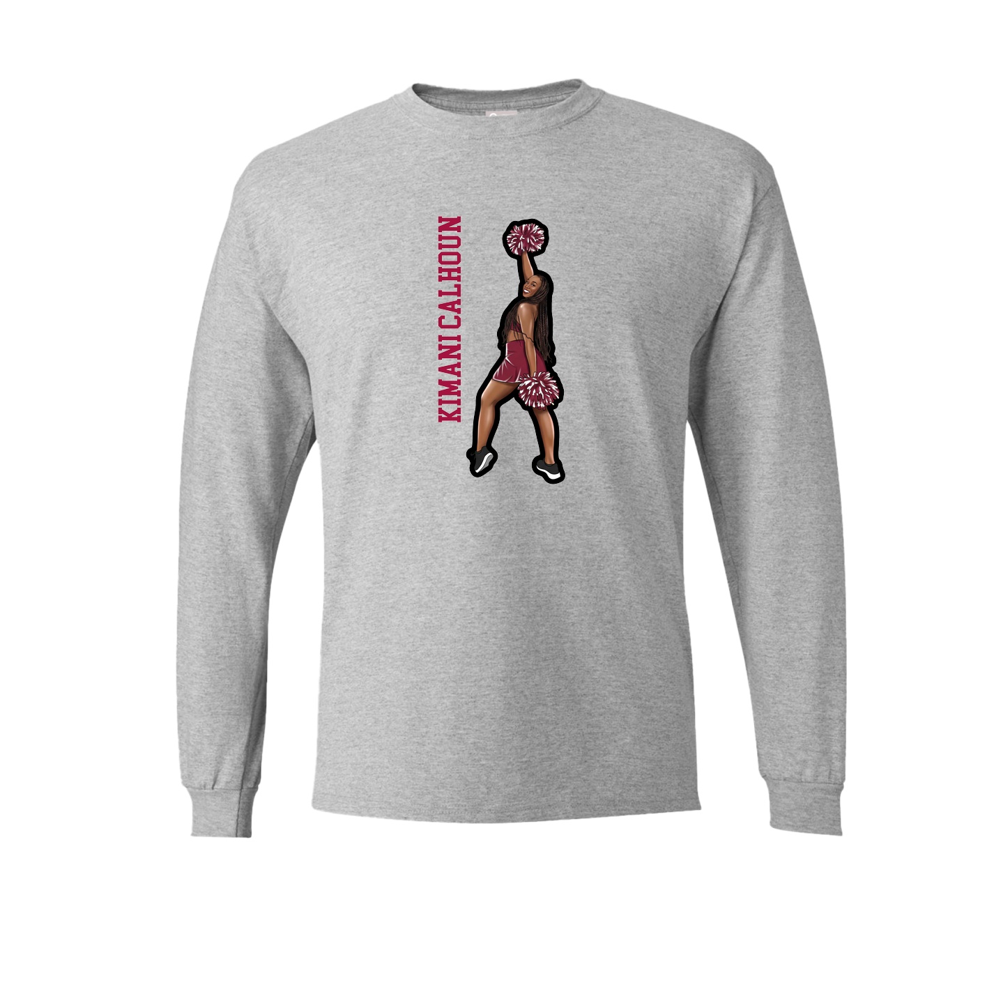 Long Sleeve Tee — Name Vertical in Grey