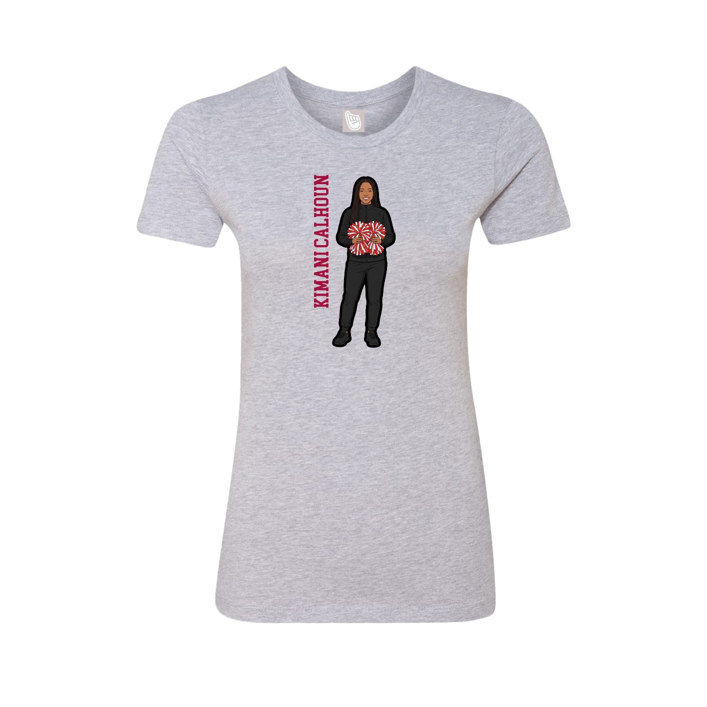 Fitted Women's Tee — Name Vertical in Grey