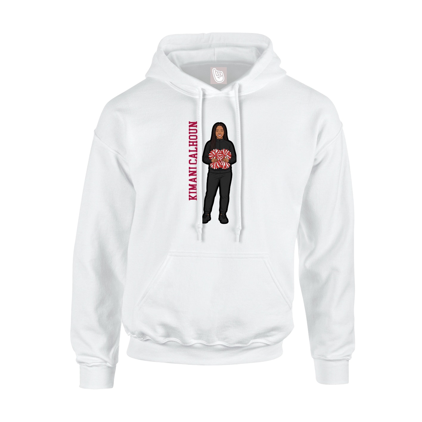 Youth Hoodie — Name Vertical in White
