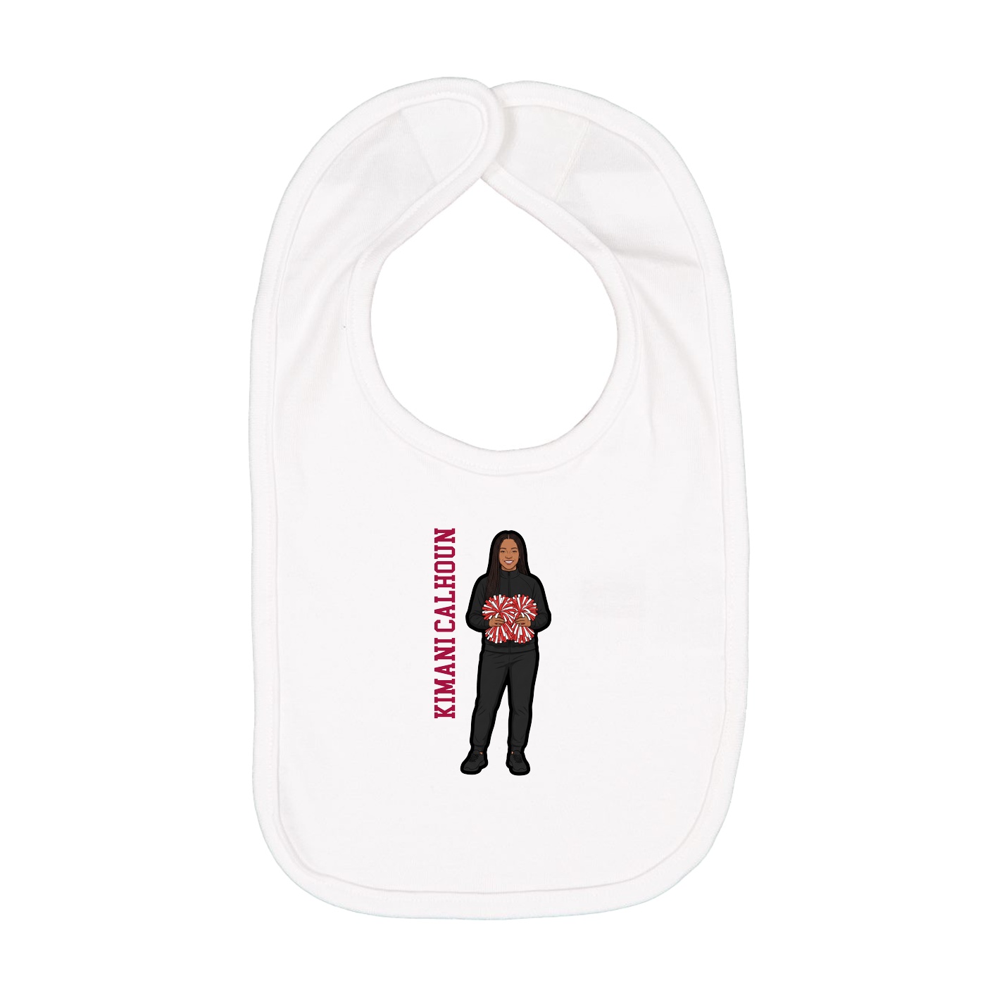 Infant Bib — Name Vertical in White