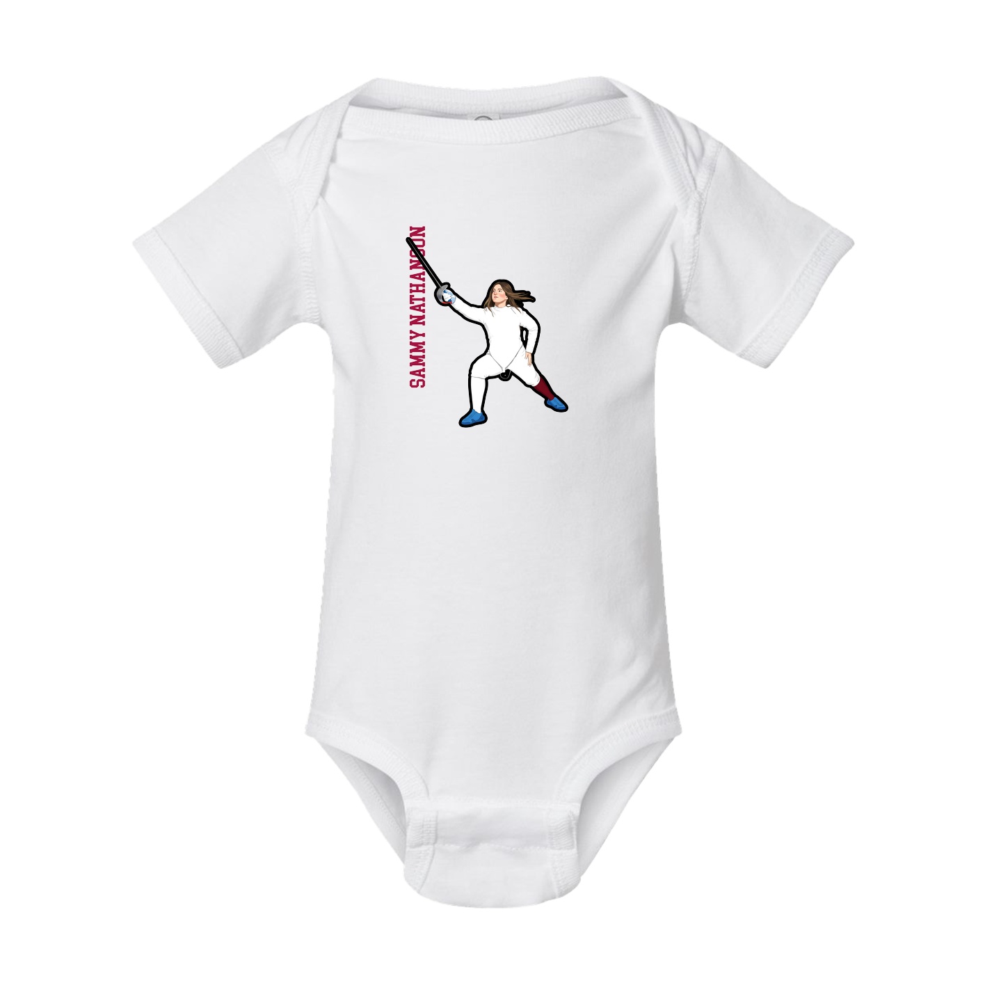 Baby Onesie — Name Vertical in White