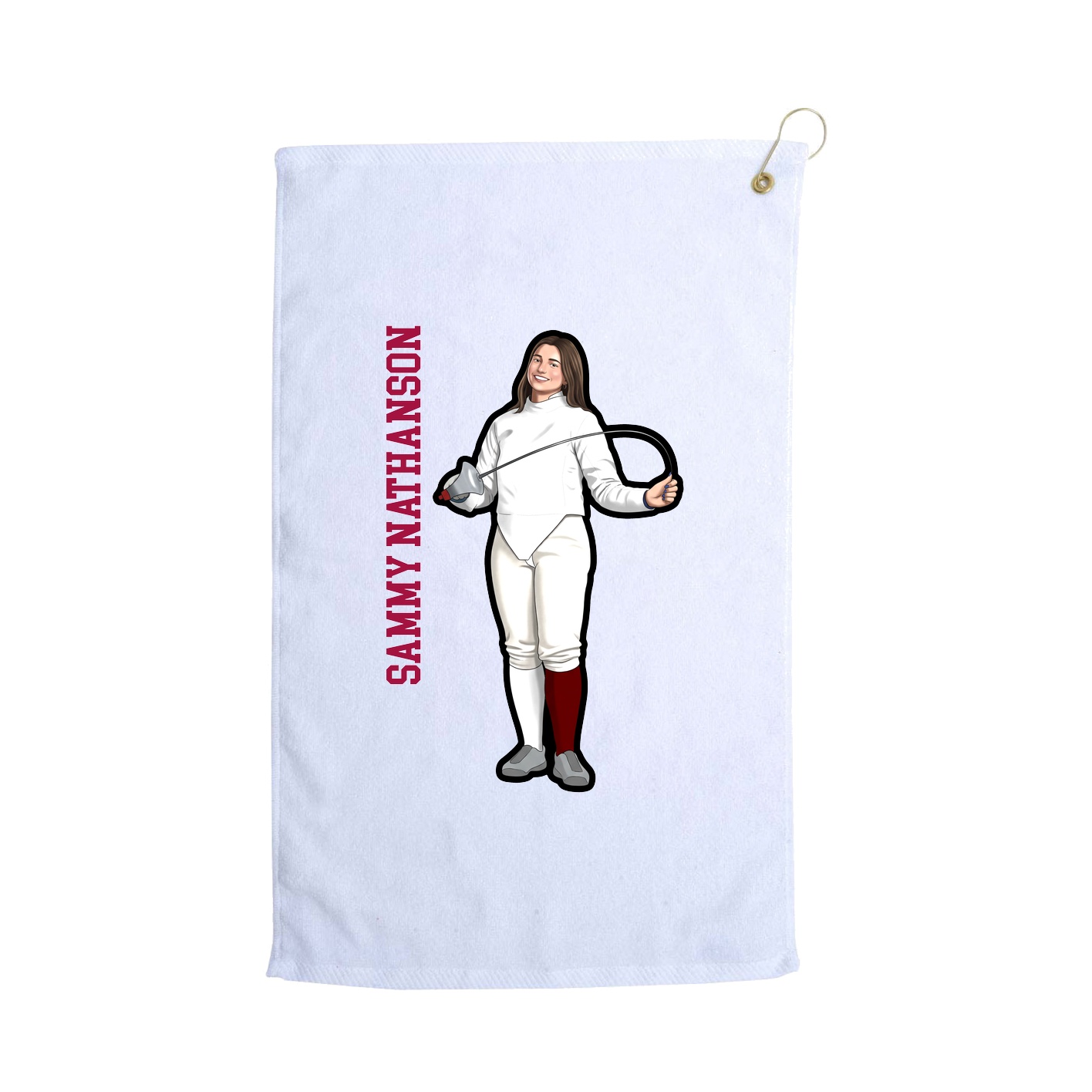 Golf Towel — Name Vertical in White