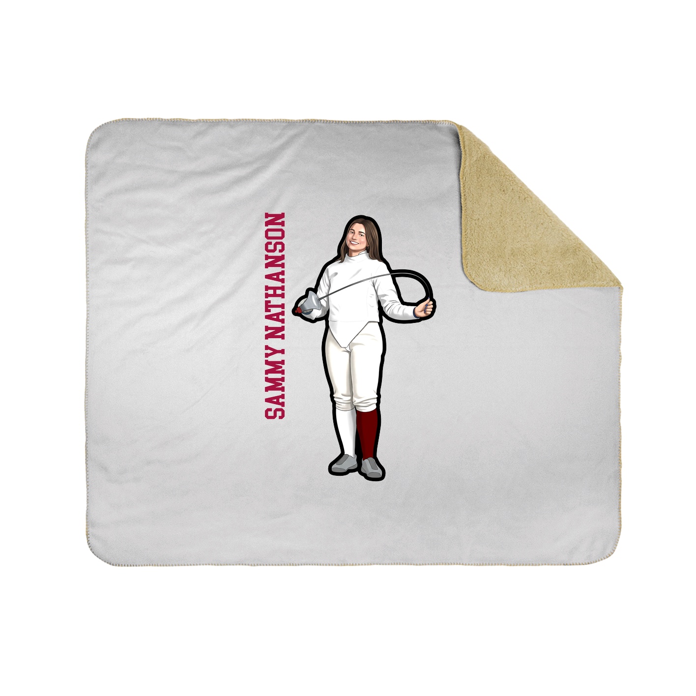 Throw Blanket — Name Vertical in White