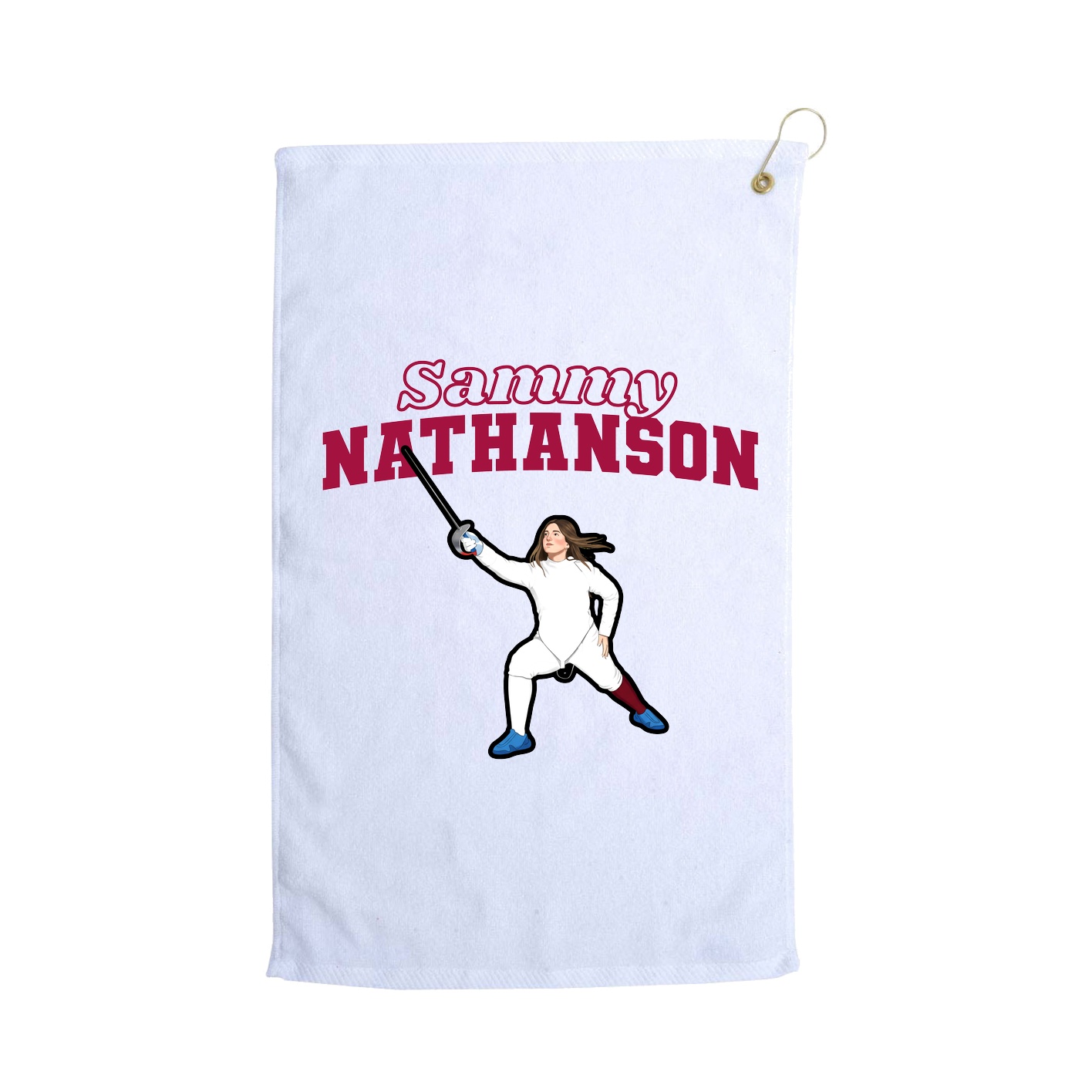 Golf Towel — Name Arch in White