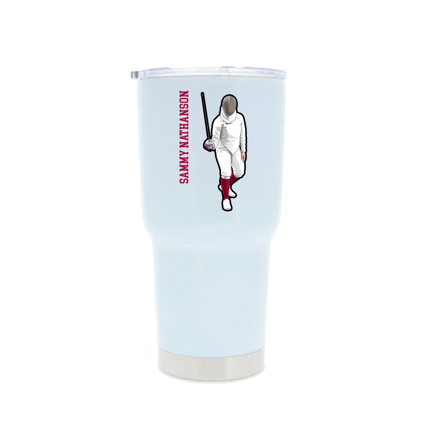 30oz Stainless Steel Tumbler — Name Vertical in White
