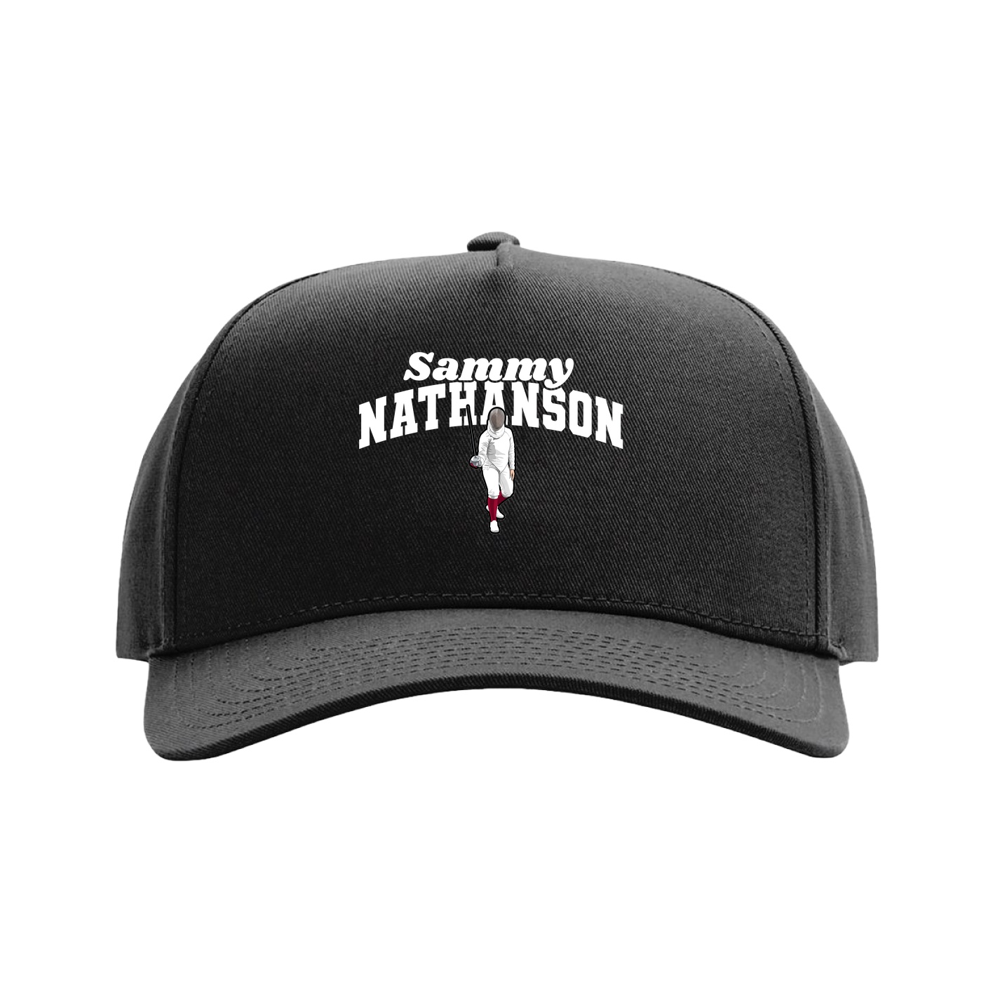 Full Fabric Five-Panel Champ Cap — Signature Arch in Black
