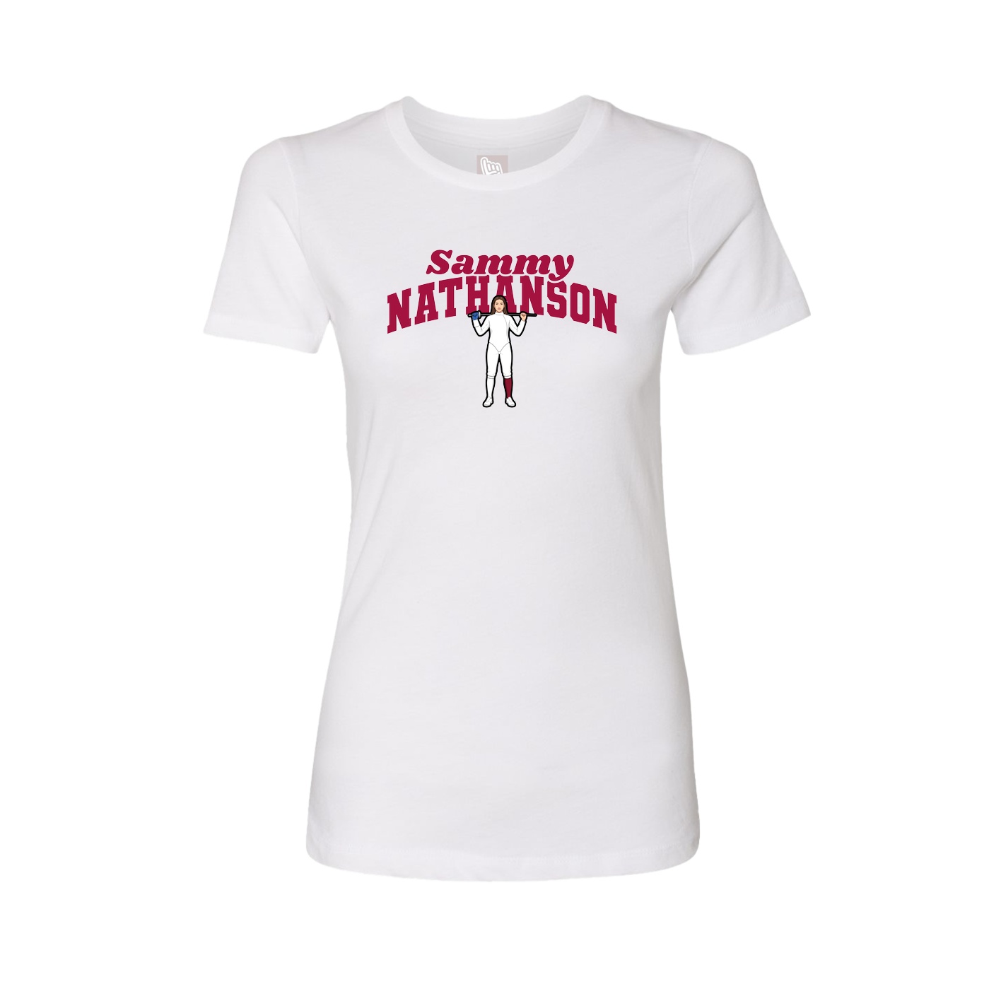Fitted Women's Tee — Signature Arch in White