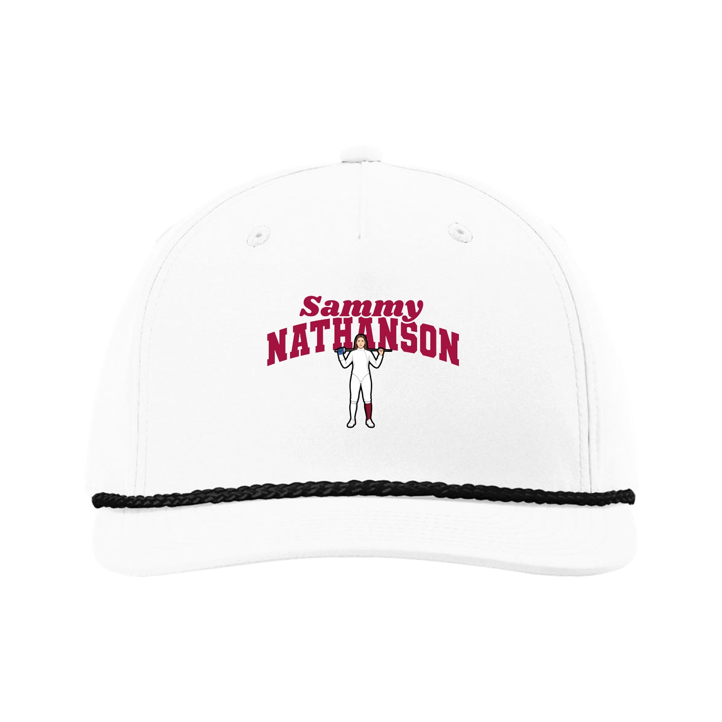 Five-Panel Classic Rope Cap — Signature Arch in White