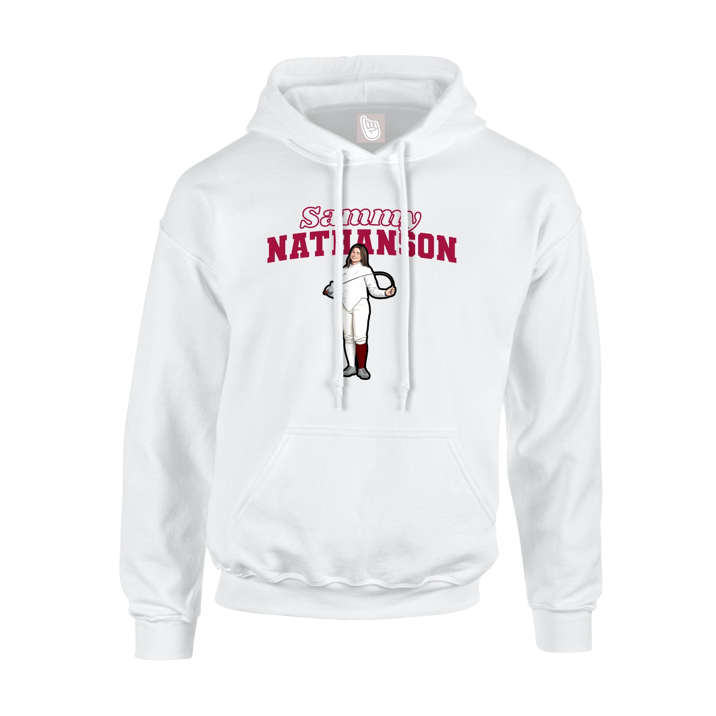 Youth Hoodie — Name Arch in White