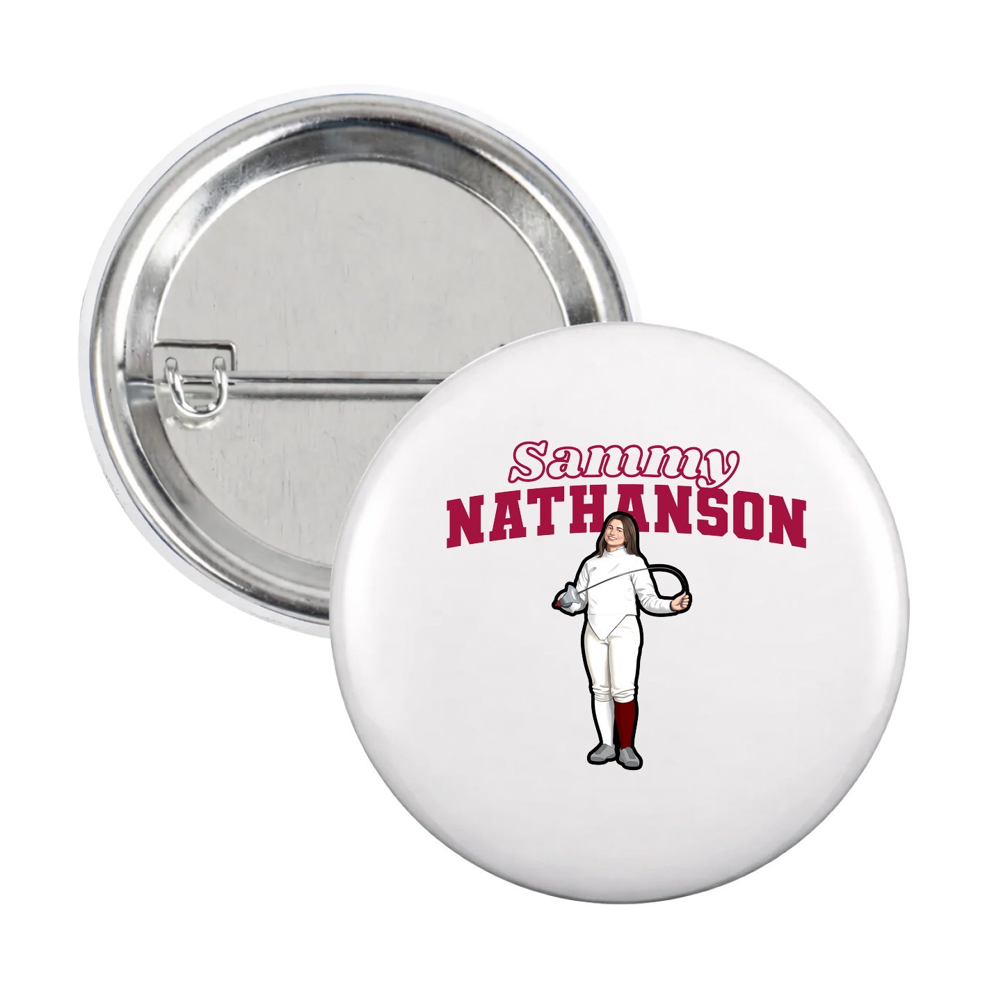 Game Day Button — Name Arch in White