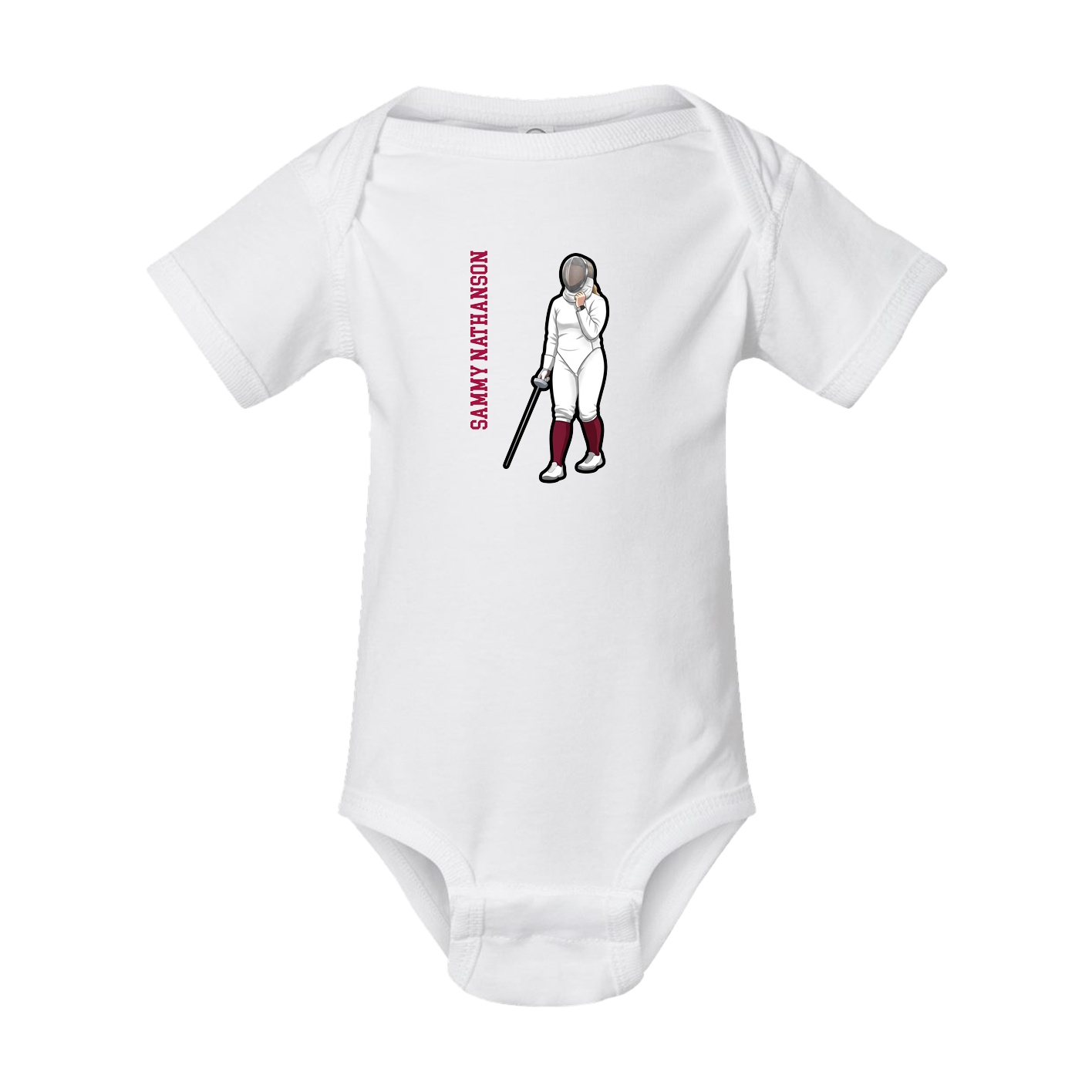 Baby Onesie — Name Vertical in White