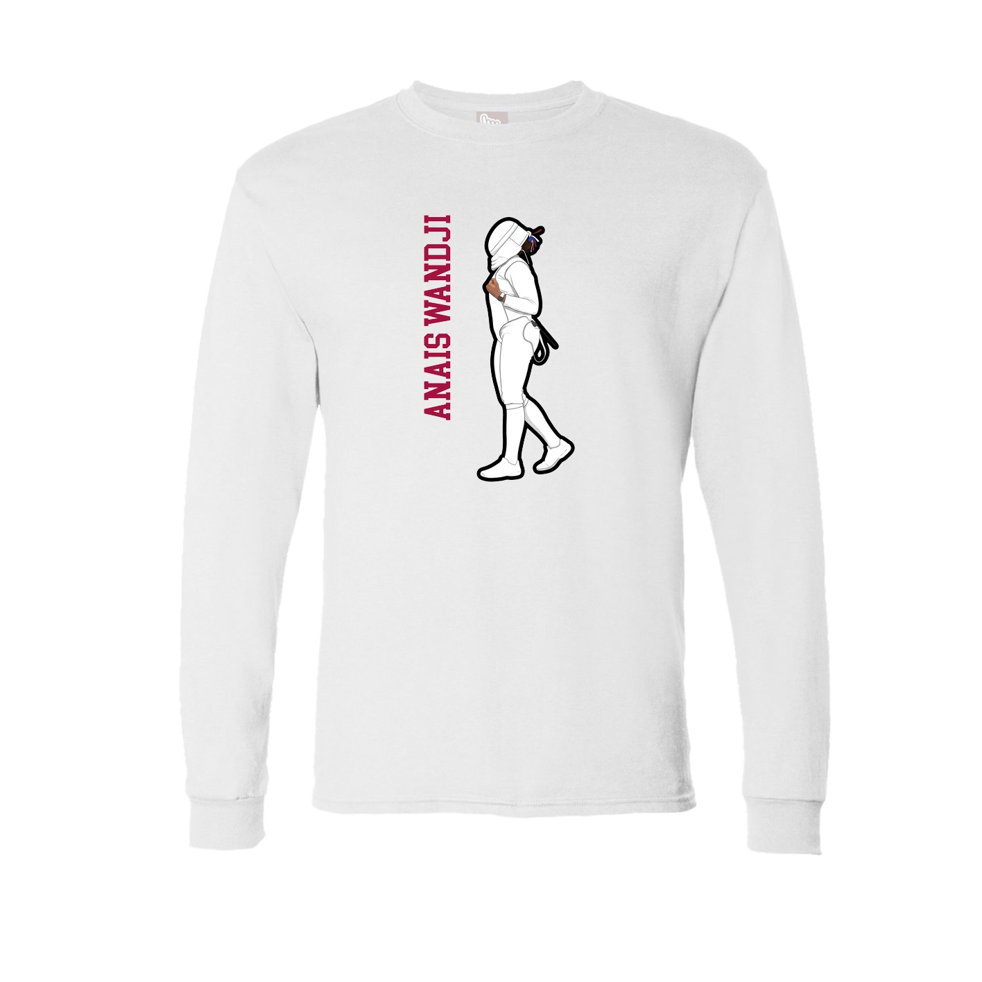 Long Sleeve Tee — Name Vertical in White