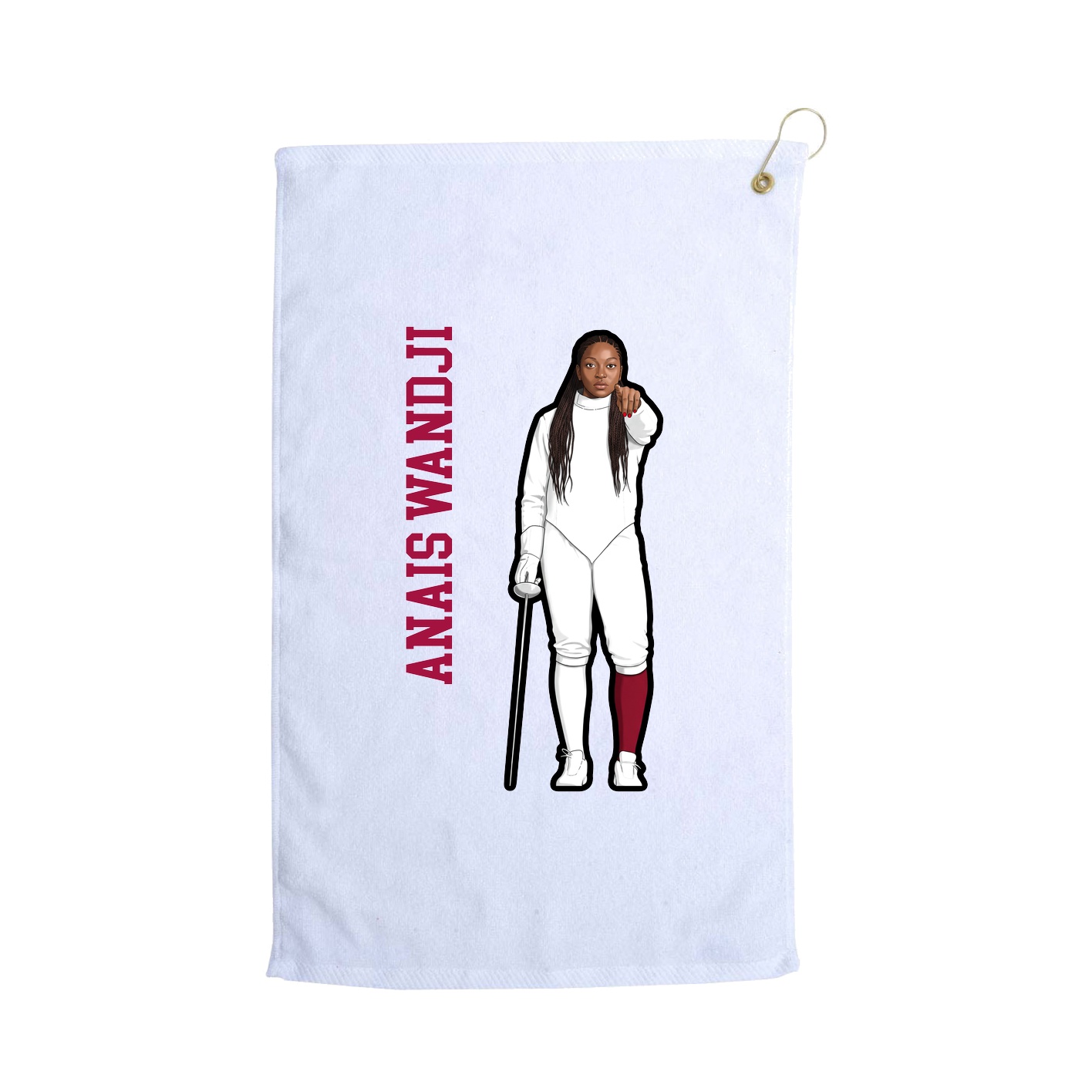Golf Towel — Name Vertical in White