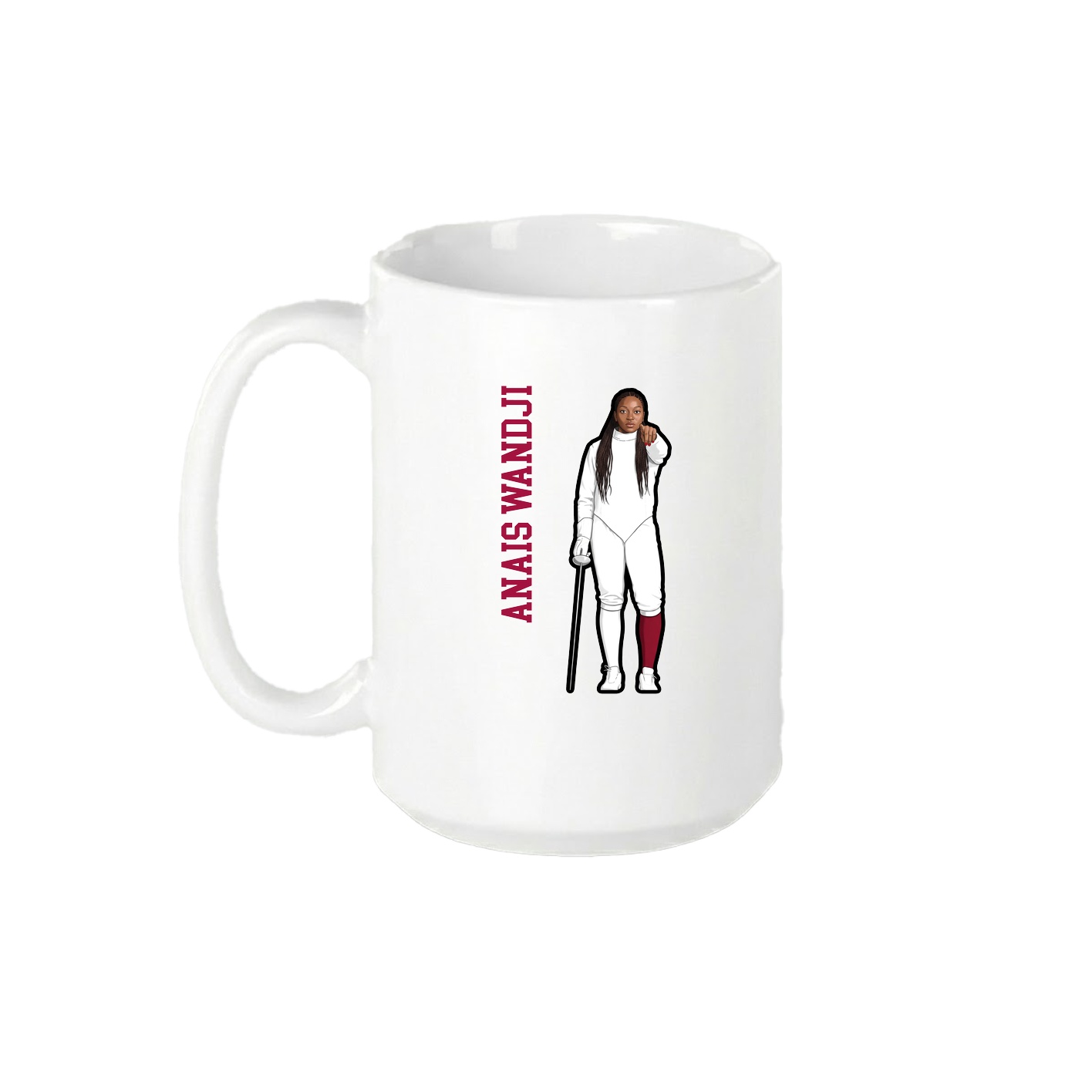15oz Coffee Mug — Name Vertical in White
