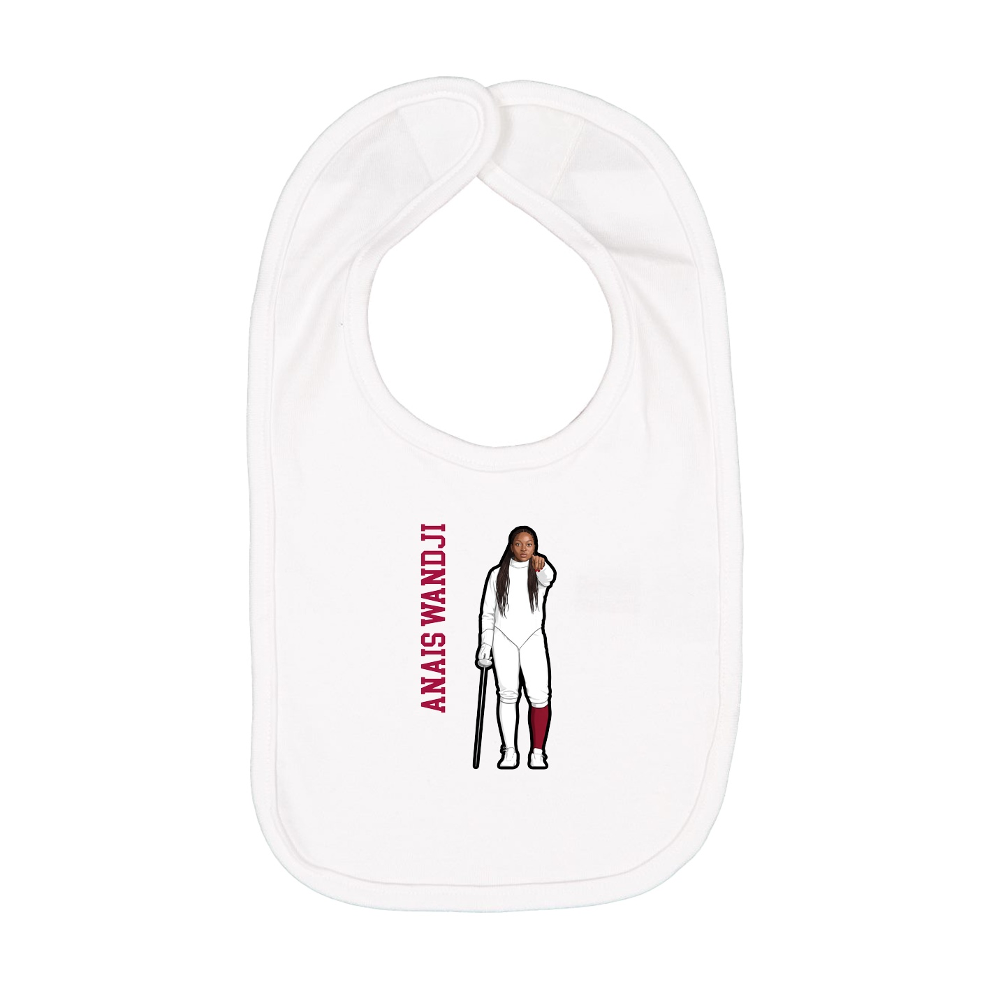 Infant Bib — Name Vertical in White