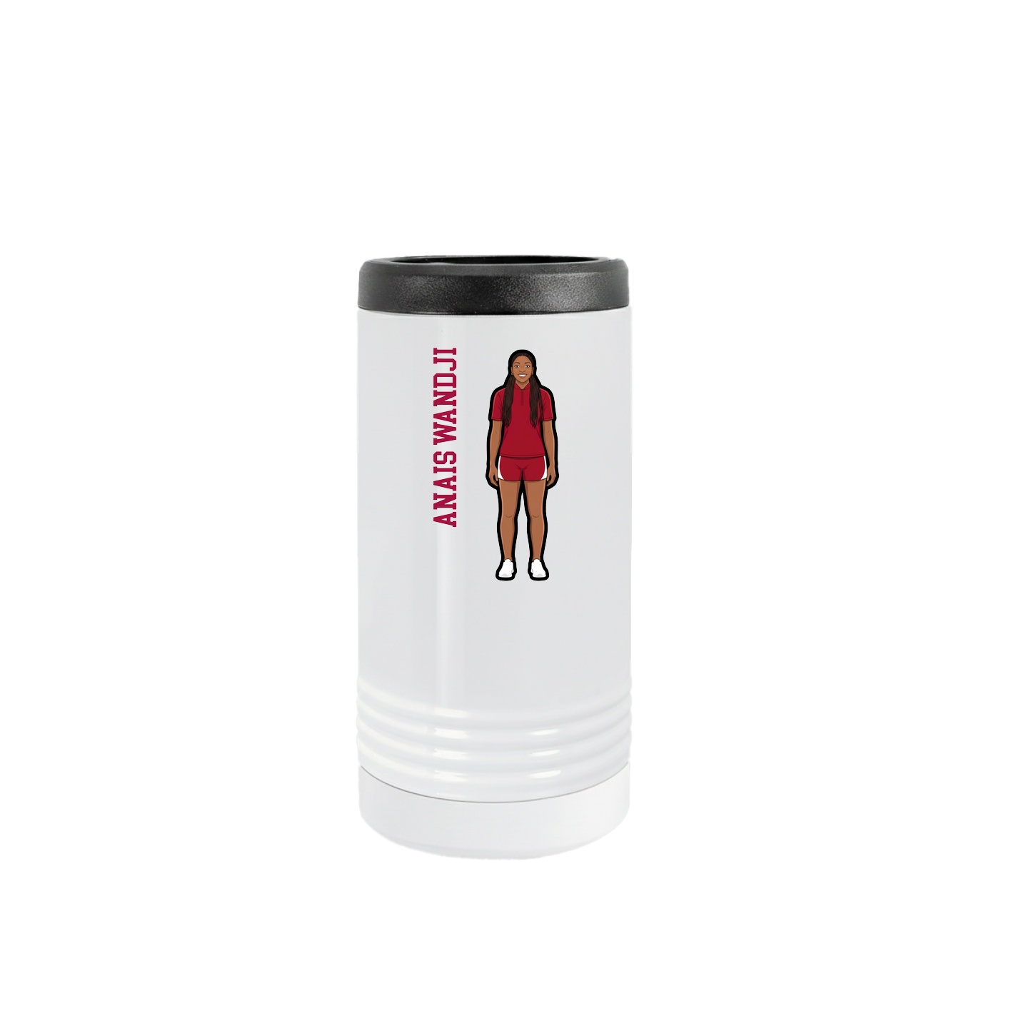 Slim Beverage Holder — Name Vertical in White