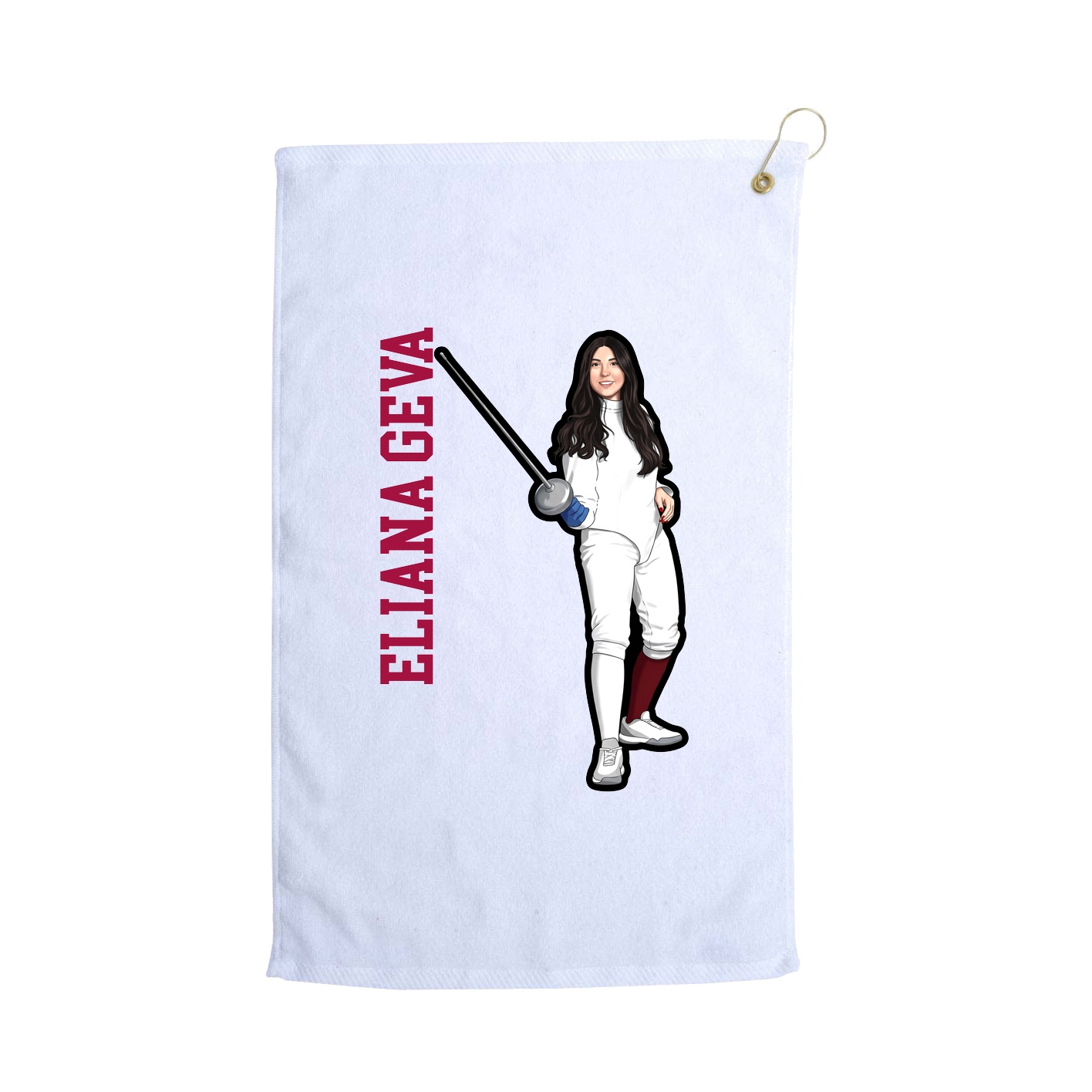 Golf Towel — Name Vertical in White