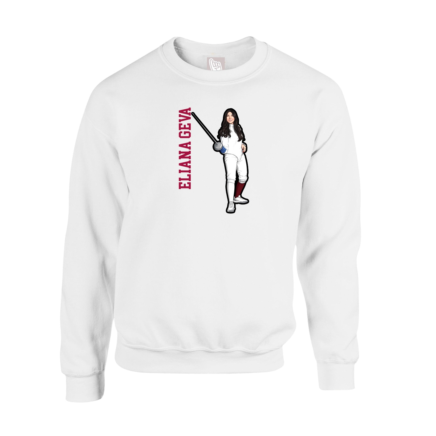 Fleece Crew — Name Vertical in White