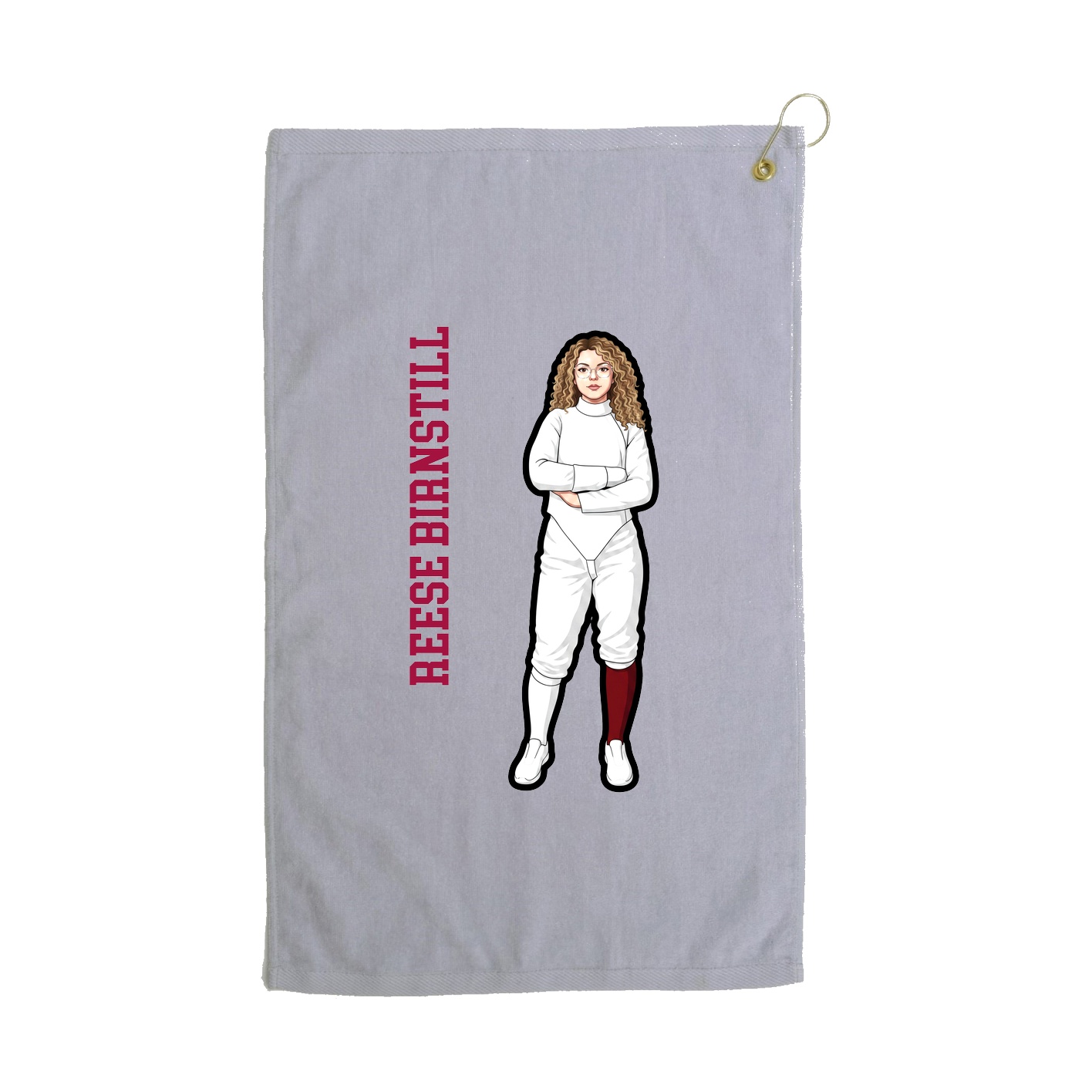 Golf Towel — Name Vertical in Grey