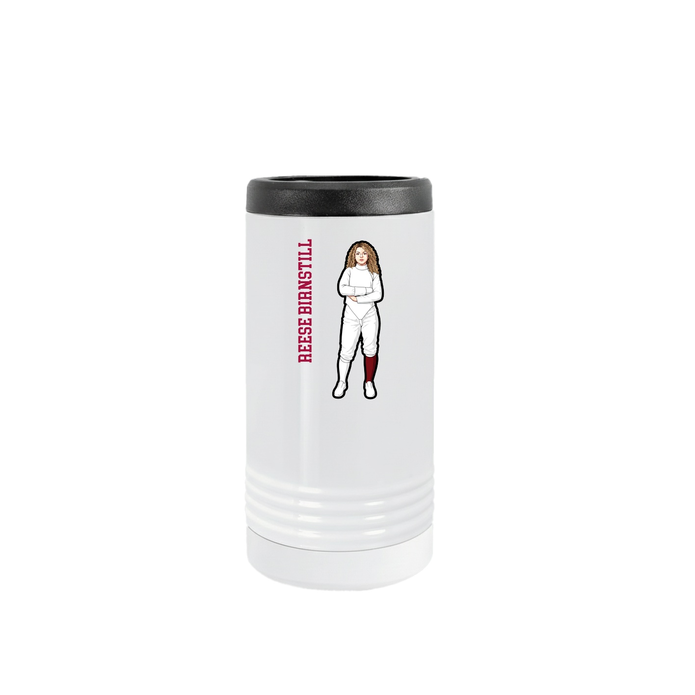 Slim Beverage Holder — Name Vertical in White