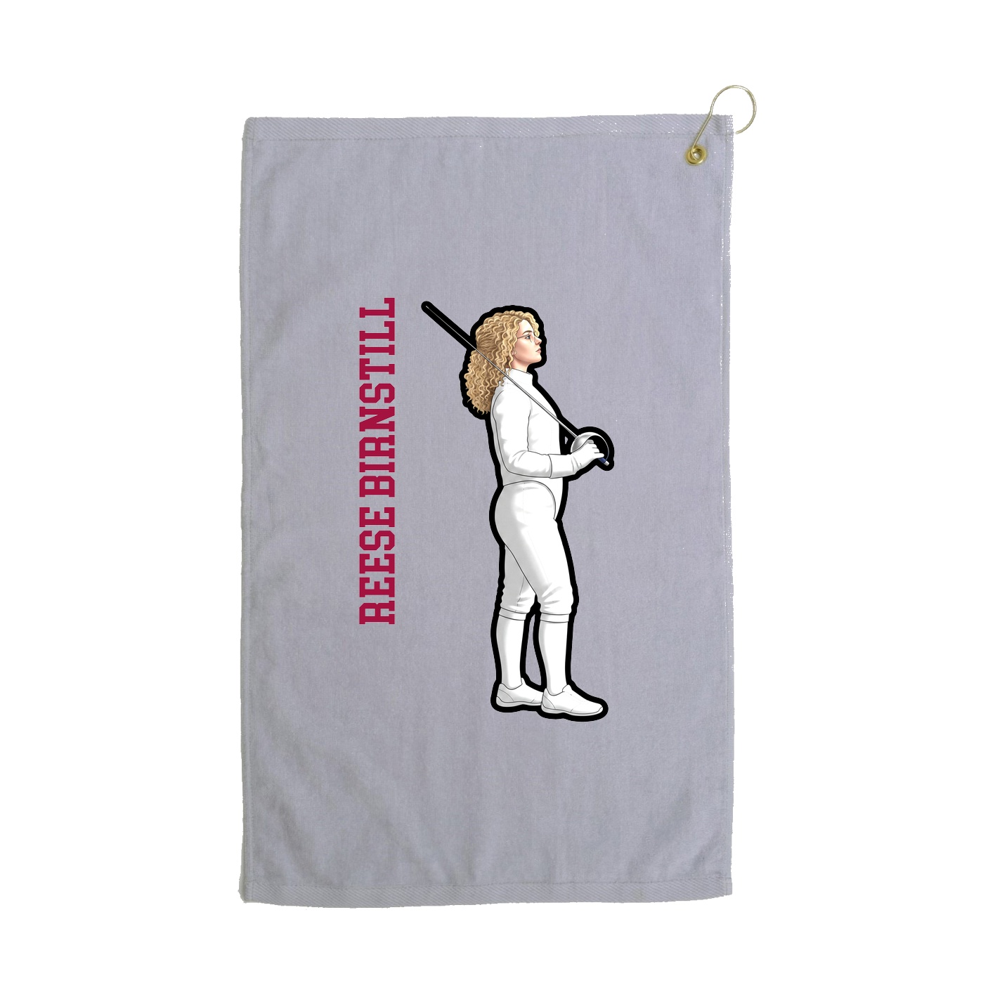 Golf Towel — Name Vertical in Grey