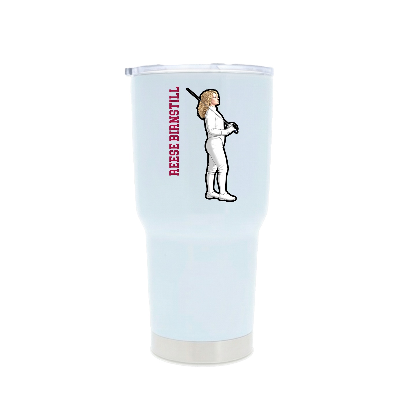 30oz Stainless Steel Tumbler — Name Vertical in White