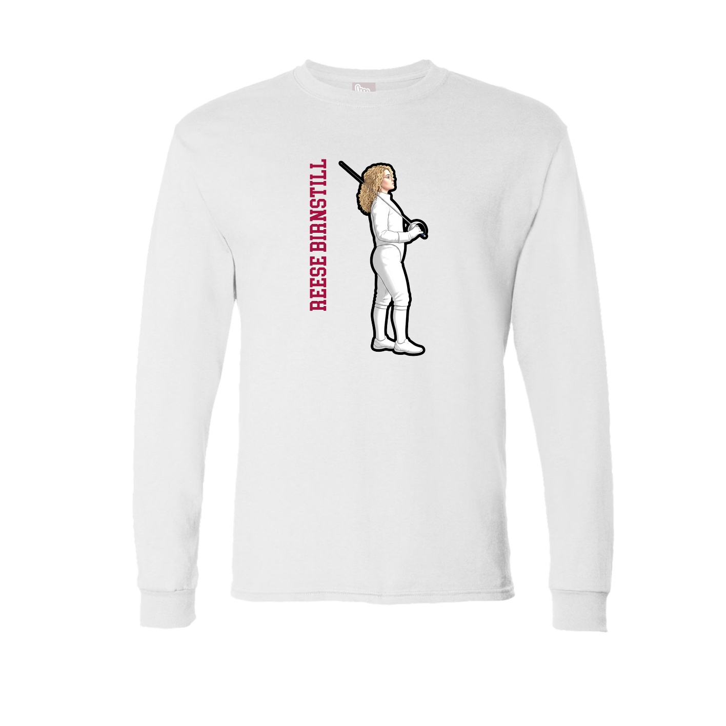 Long Sleeve Tee — Name Vertical in White