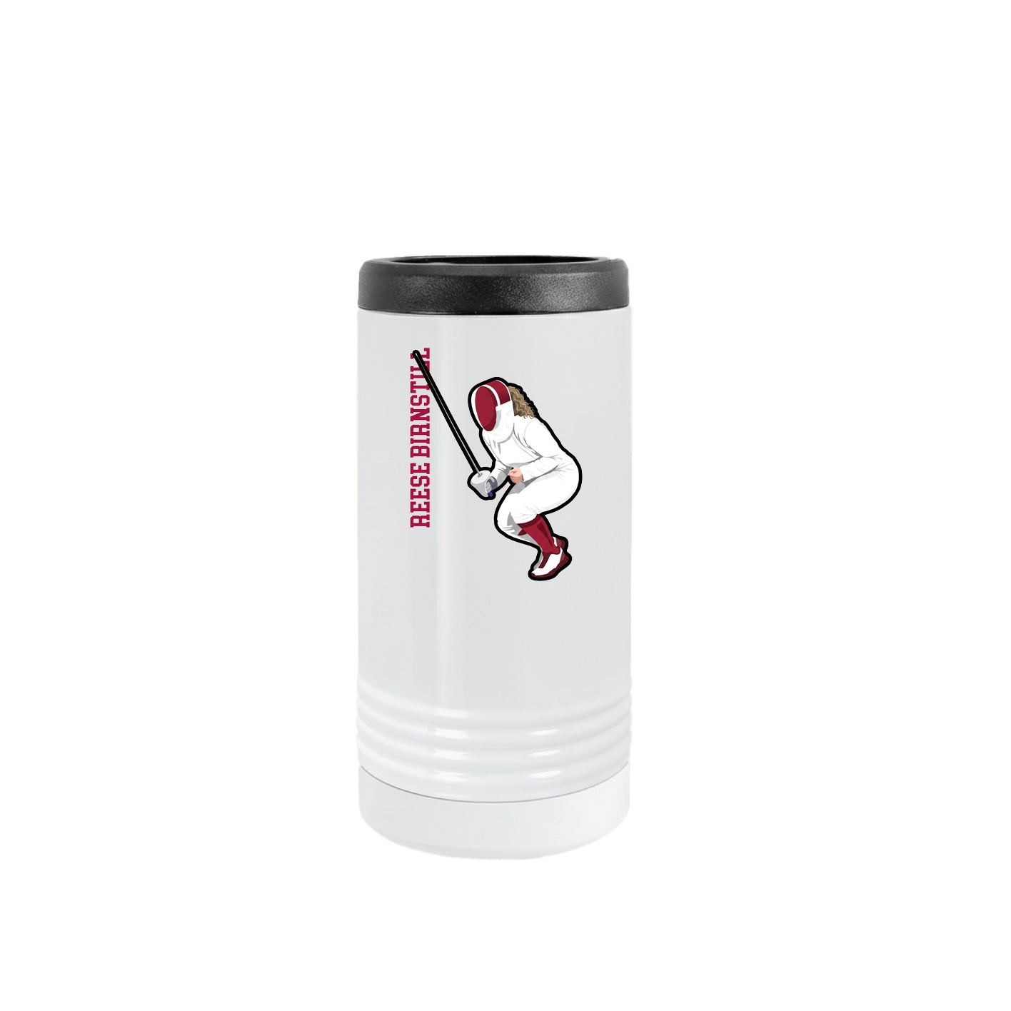 Slim Beverage Holder — Name Vertical in White