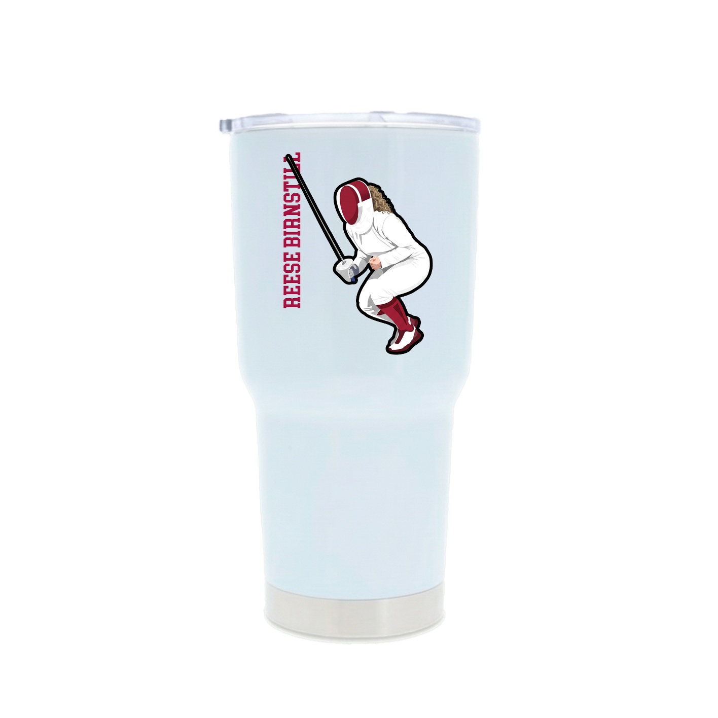 30oz Stainless Steel Tumbler — Name Vertical in White