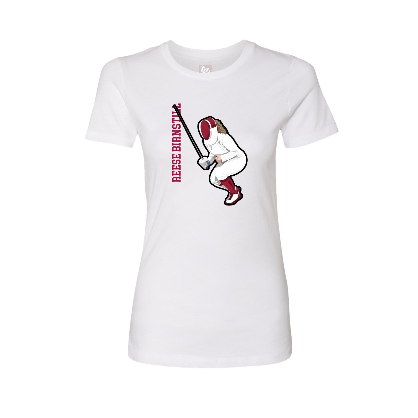 Womens Tee — Name Vertical in White