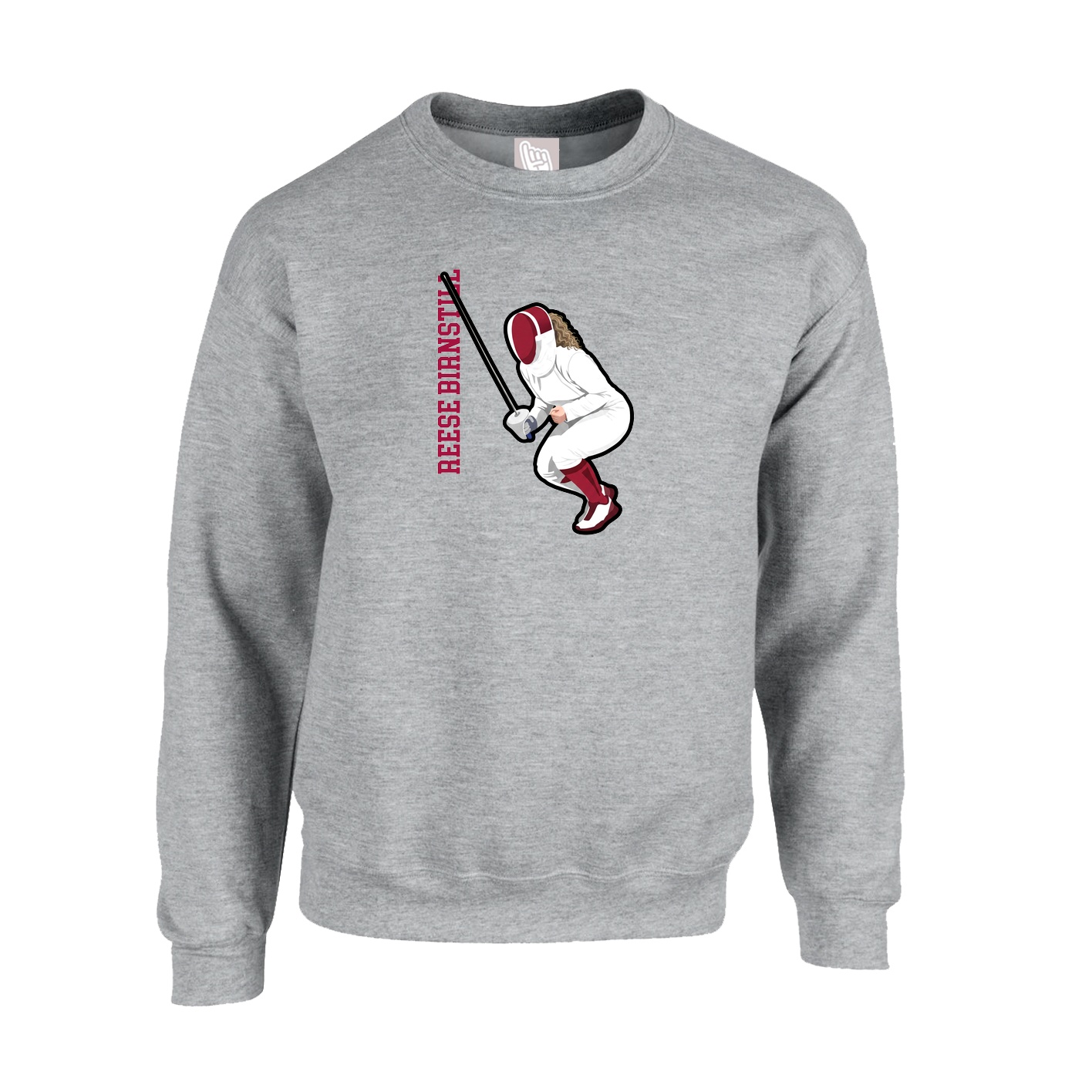 Fleece Crew — Name Vertical in Grey