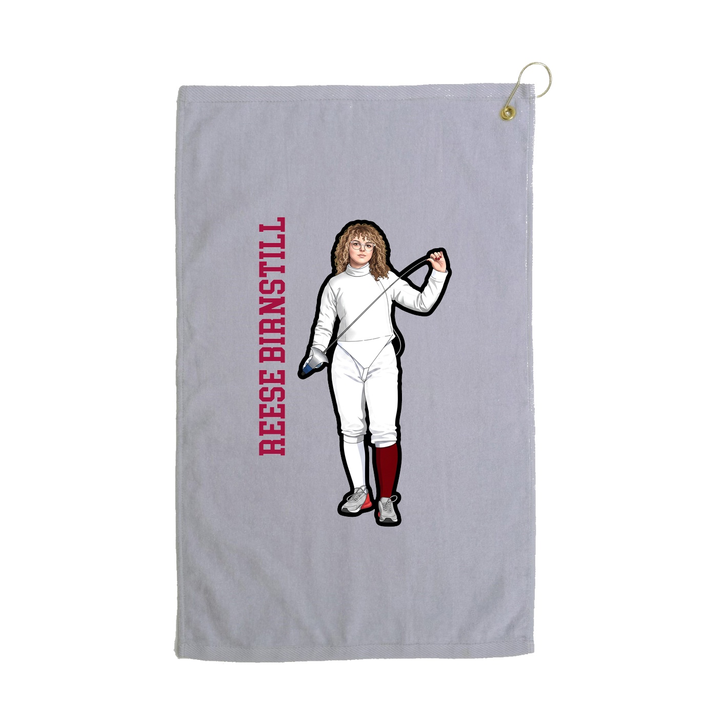 Golf Towel — Name Vertical in Grey