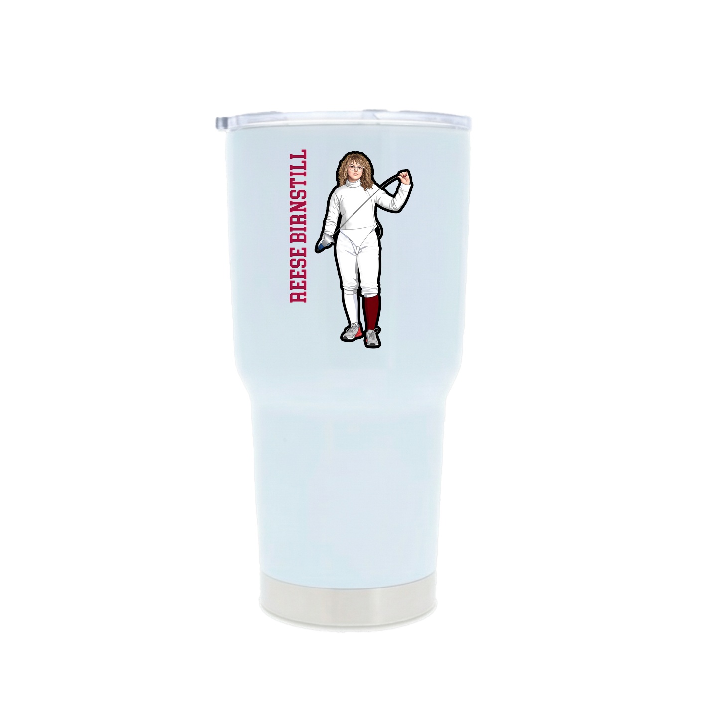 30oz Stainless Steel Tumbler — Name Vertical in White