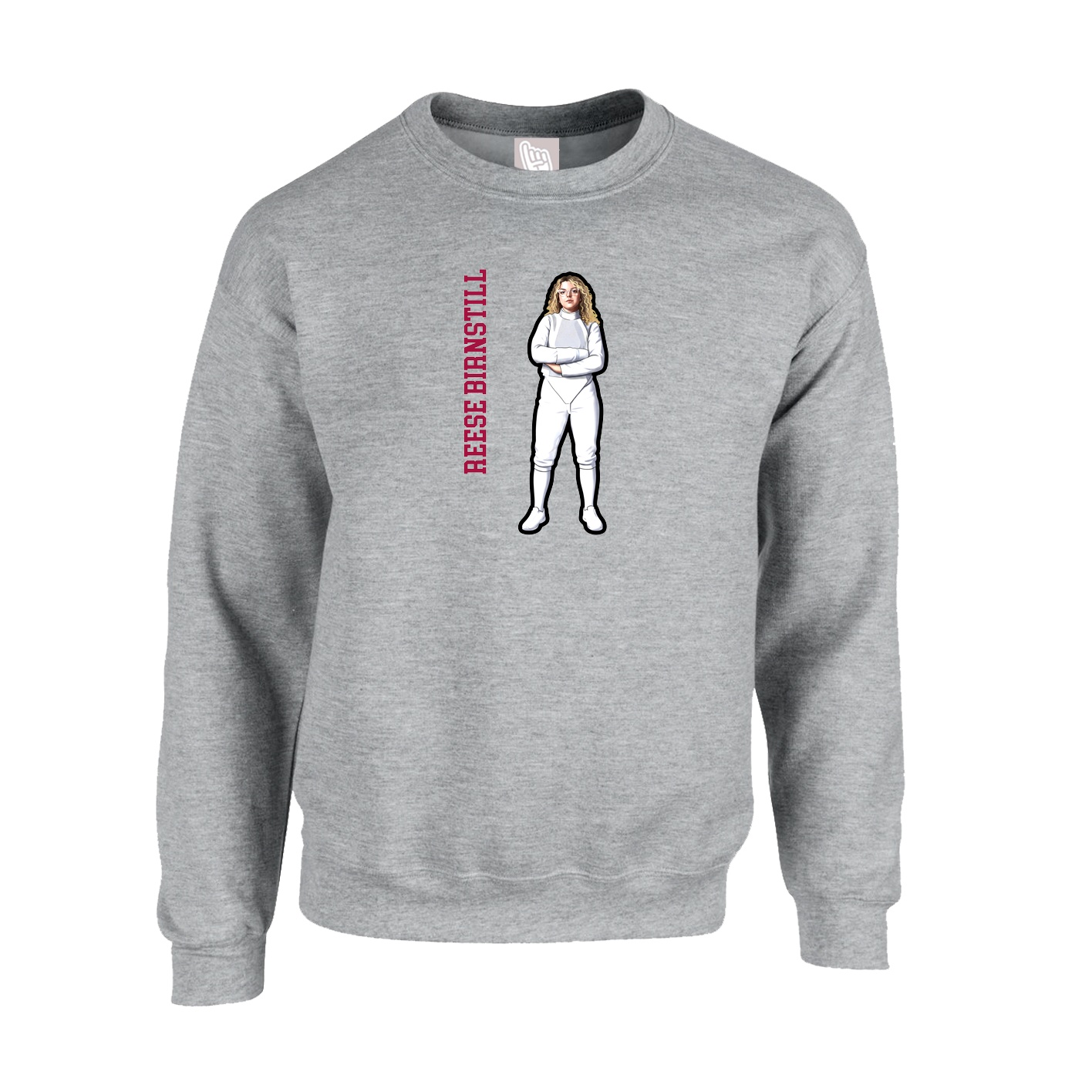 Fleece Crew — Name Vertical in Grey