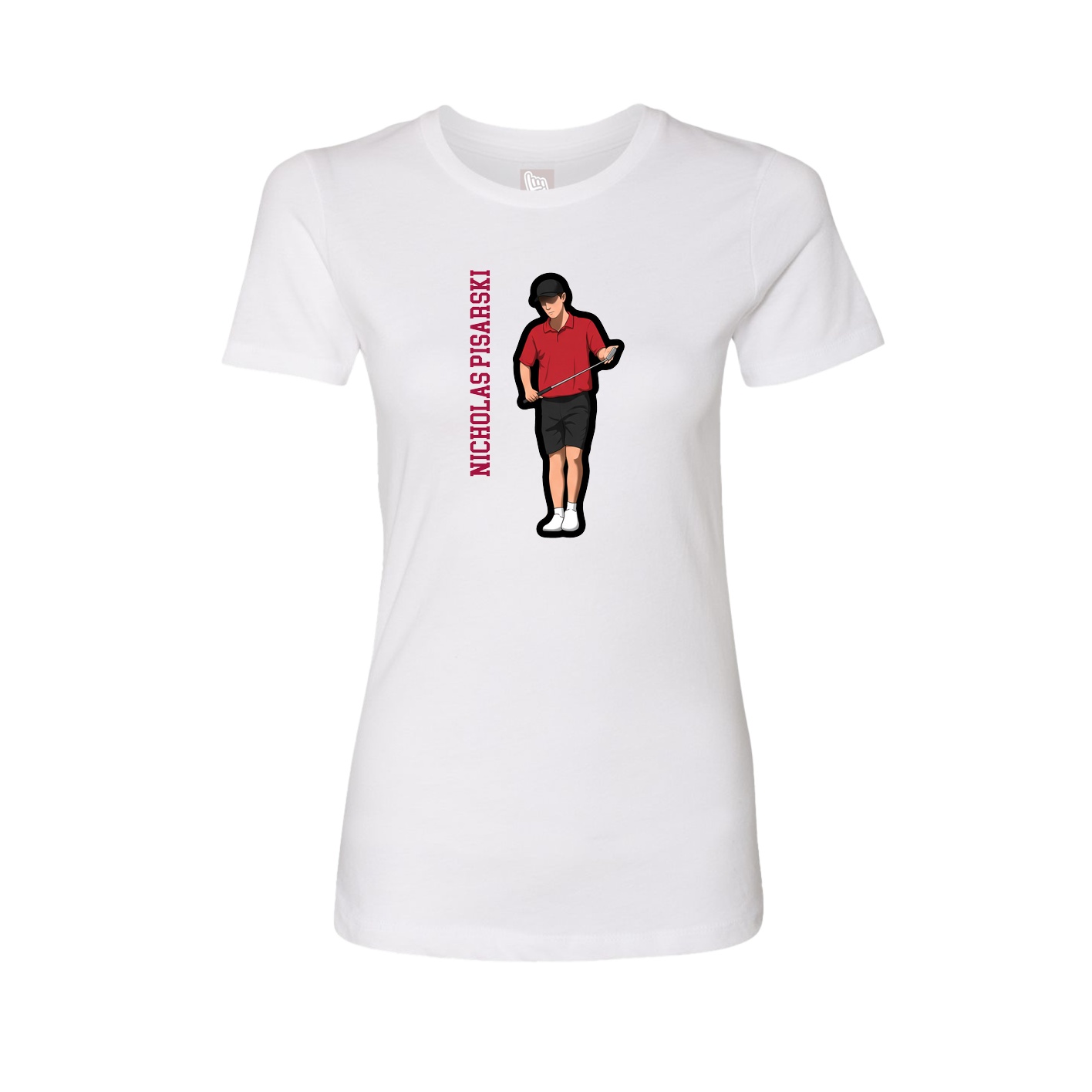 Fitted Women's Tee — Name Vertical in White