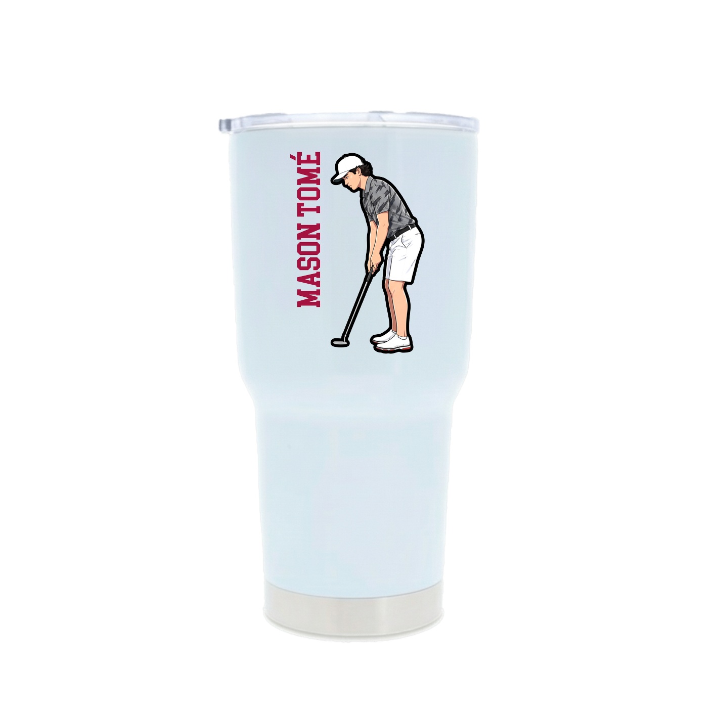 30oz Stainless Steel Tumbler — Name Vertical in White