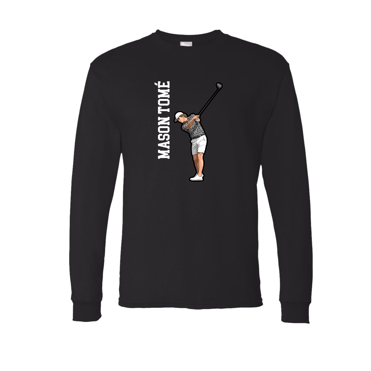 Long Sleeve Tee — Name Vertical in Black