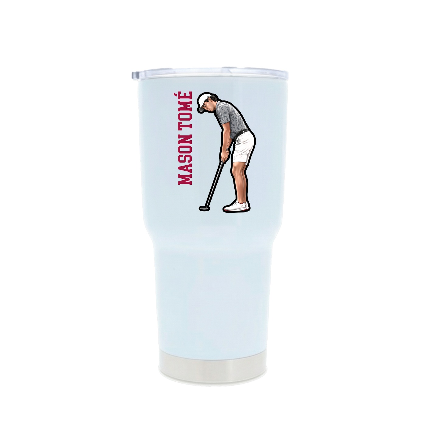 30oz Stainless Steel Tumbler — Name Vertical in White