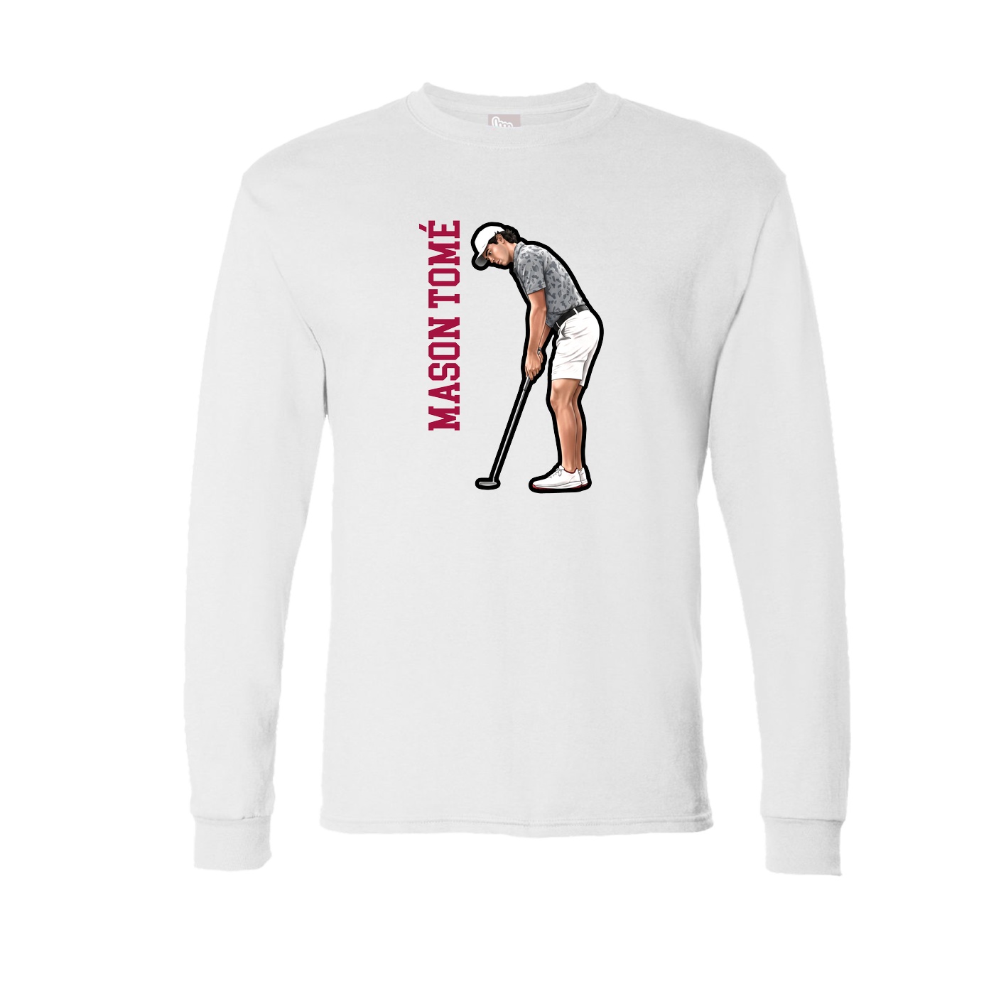 Long Sleeve Tee — Name Vertical in White