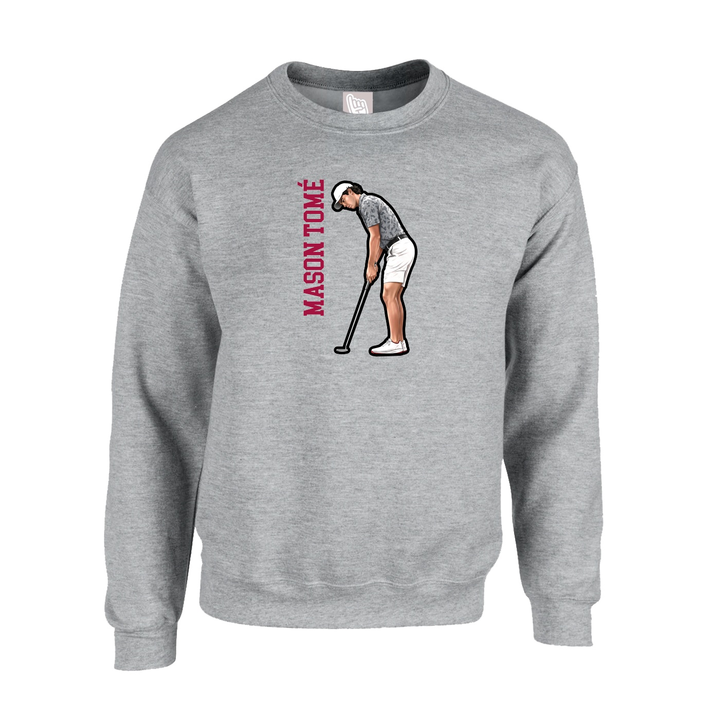 Fleece Crew — Name Vertical in Grey