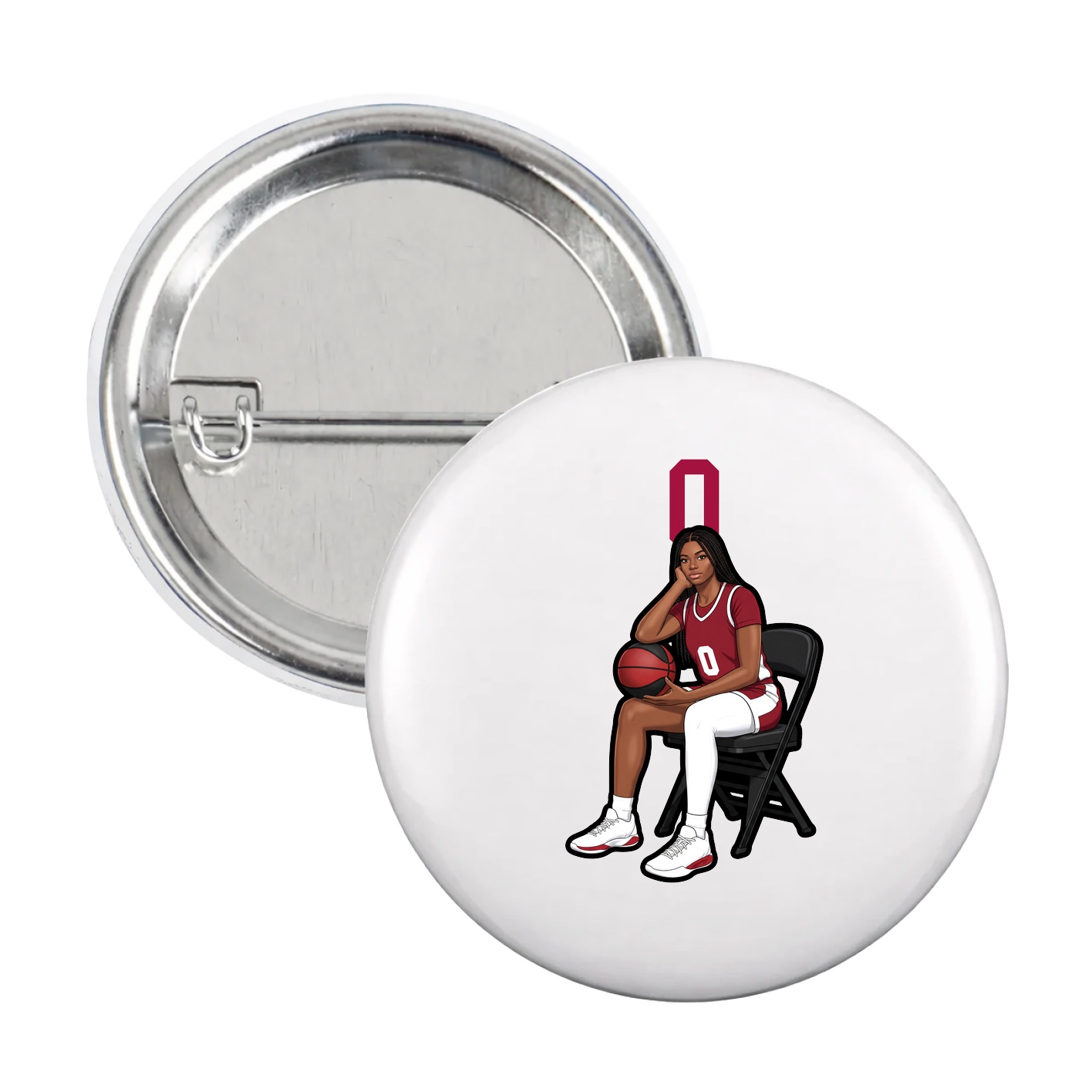 Game Day Button — Number Top in White