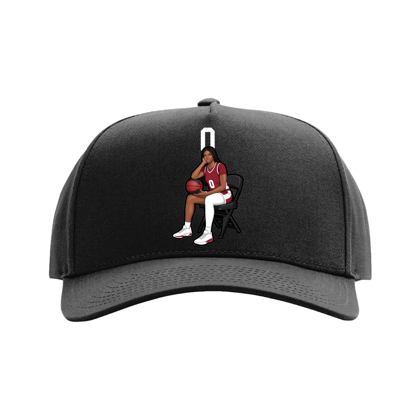 Full Fabric Five-Panel Champ Cap — Number Top in Black