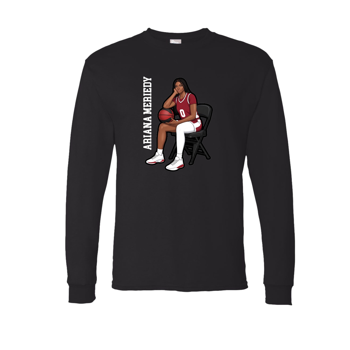 Long Sleeve Tee — Name Vertical in Black